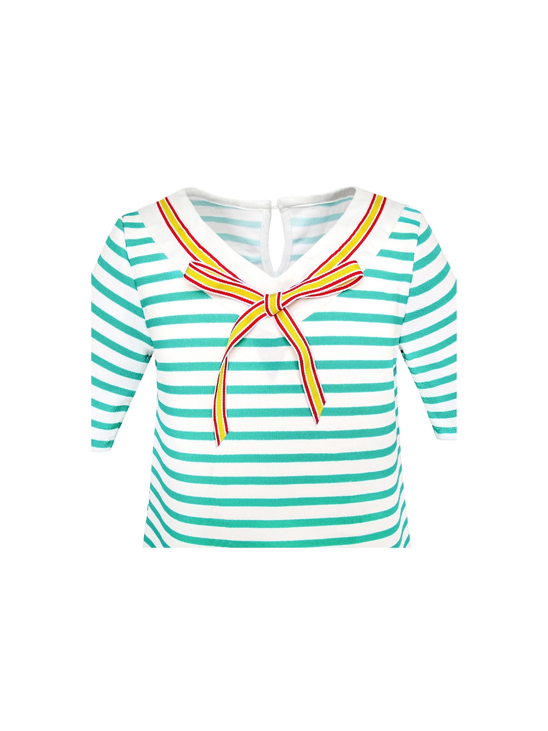Girls Dress Striped School Uniform Bow Tie Jumper Green