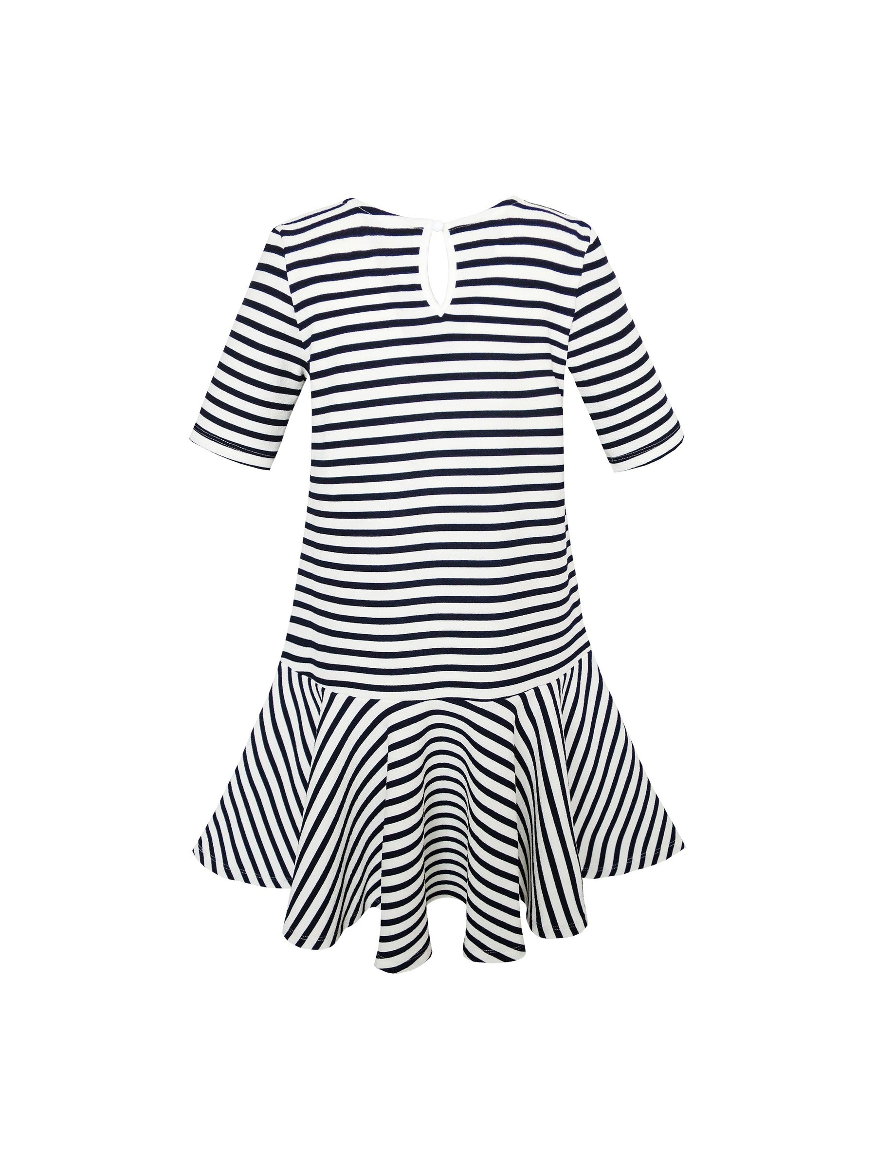 Girls Dress Striped School Uniform Bow Tie Jumper Black