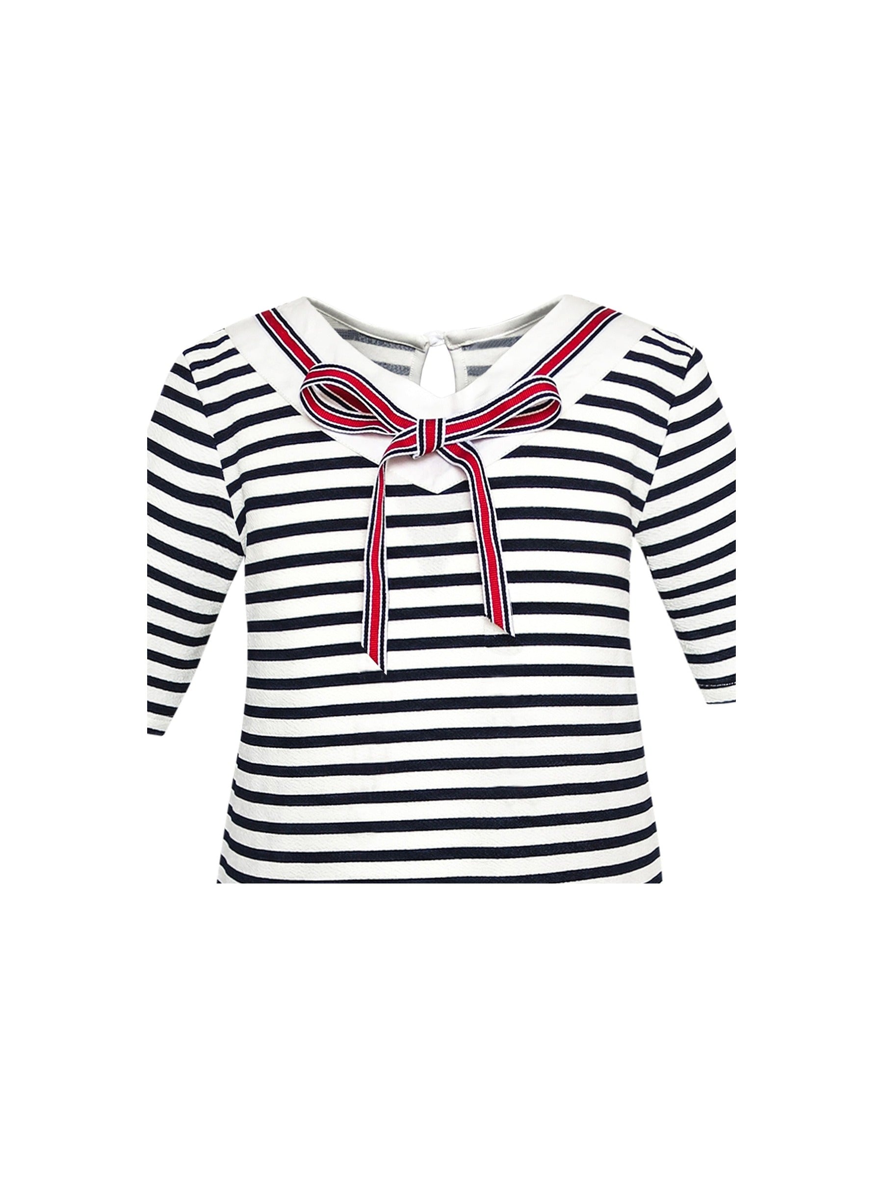 Girls Dress Striped School Uniform Bow Tie Jumper Black