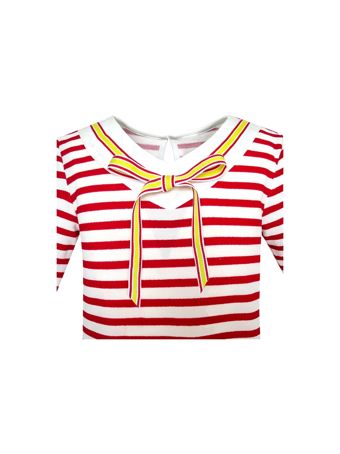 Girls Dress Striped School Uniform Bow Tie Jumper Red
