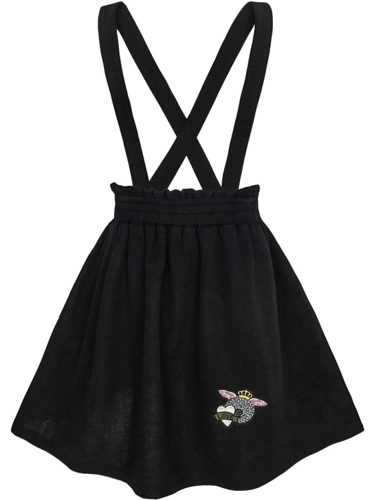 Girls Dress Suspender Skirt School Uniform Black