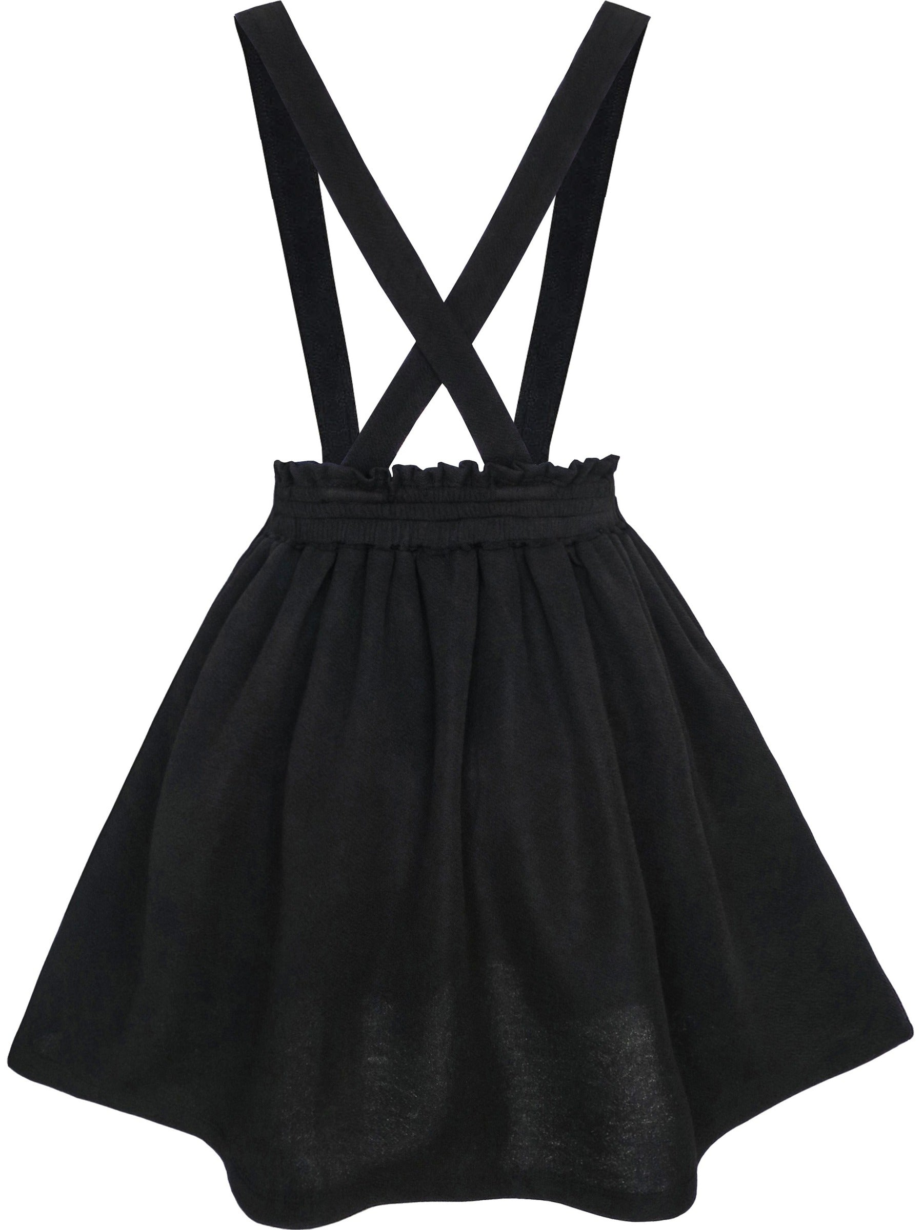 Girls Dress Suspender Skirt School Uniform Black