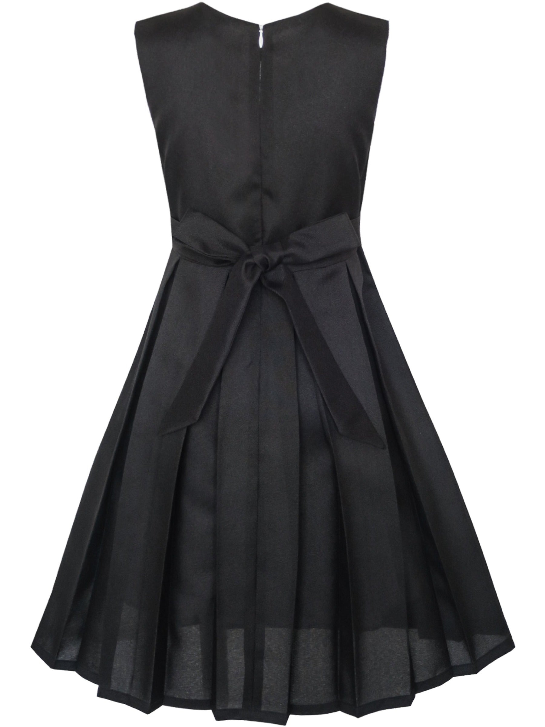 Girls Dress Color Block Contrast Bow Tie Everyday Party Black