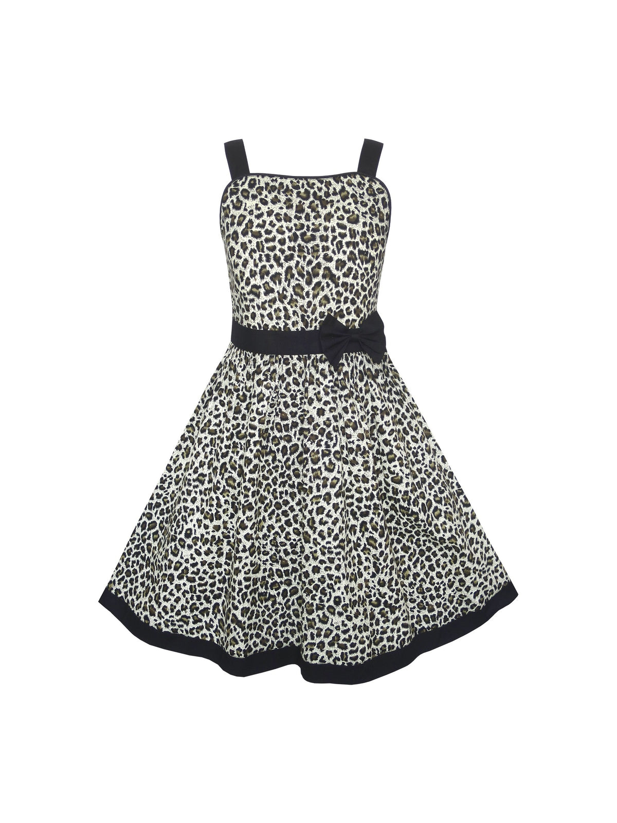 Girls Pink Heart Print Bow Tie Party Sundress Kids Clothes SZ - Black