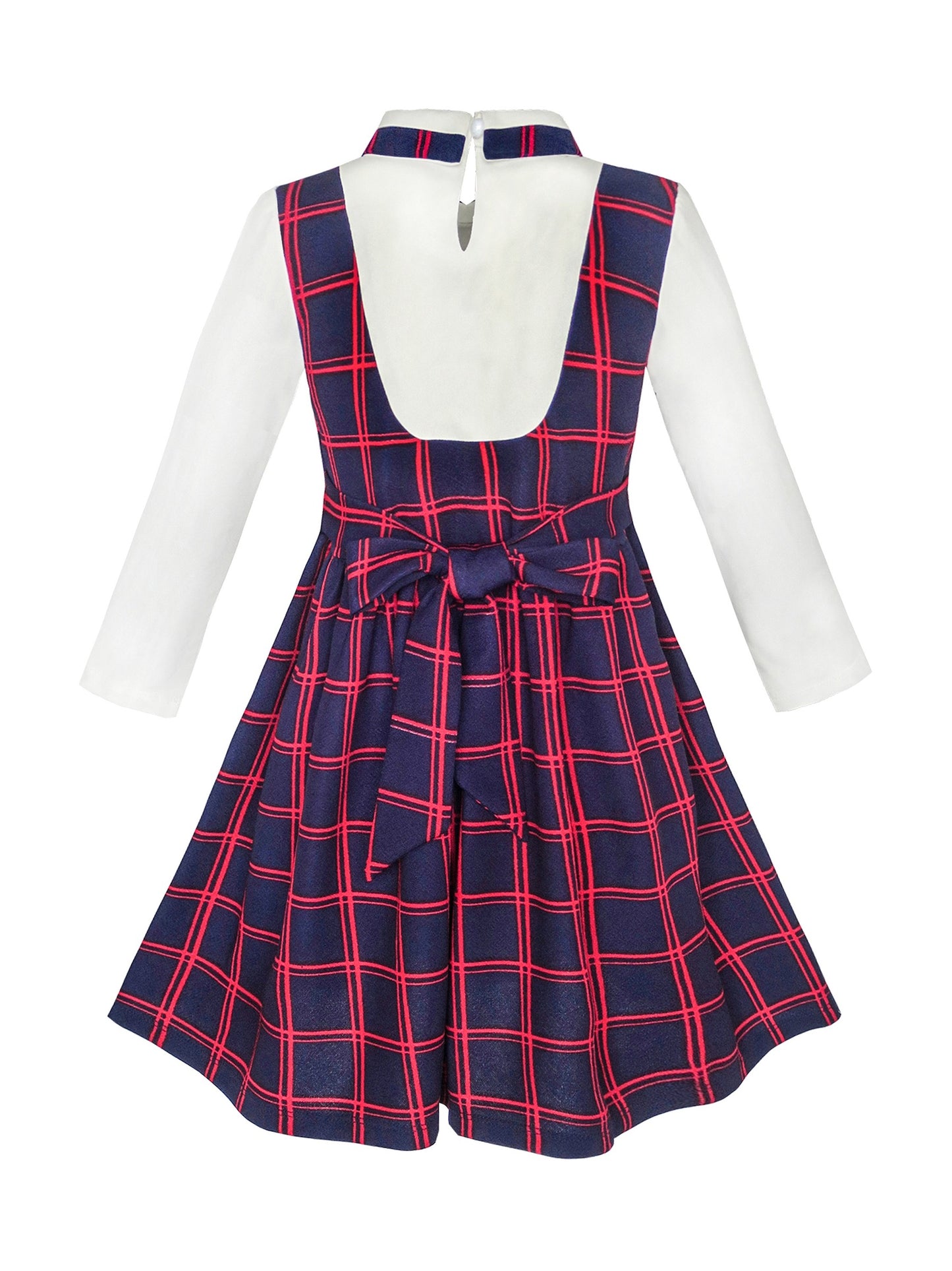 Girls Dress 2-in-1 School Uniform Checkered Plaid Suspender Skirt Multi-Color