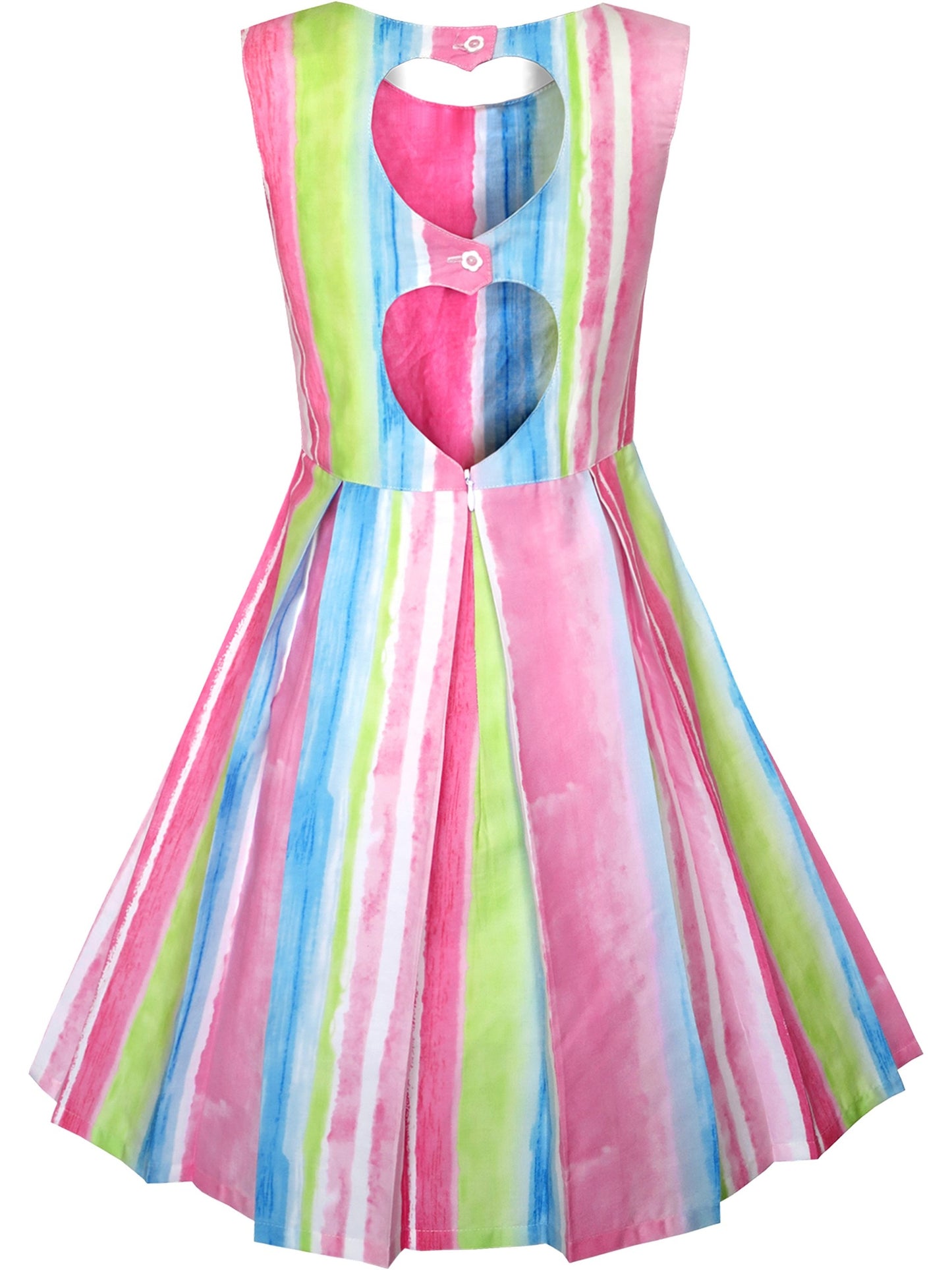 Girls Sleeveless Cotton Dress Blue Striped Casual Summer Dresses For Girls Pink