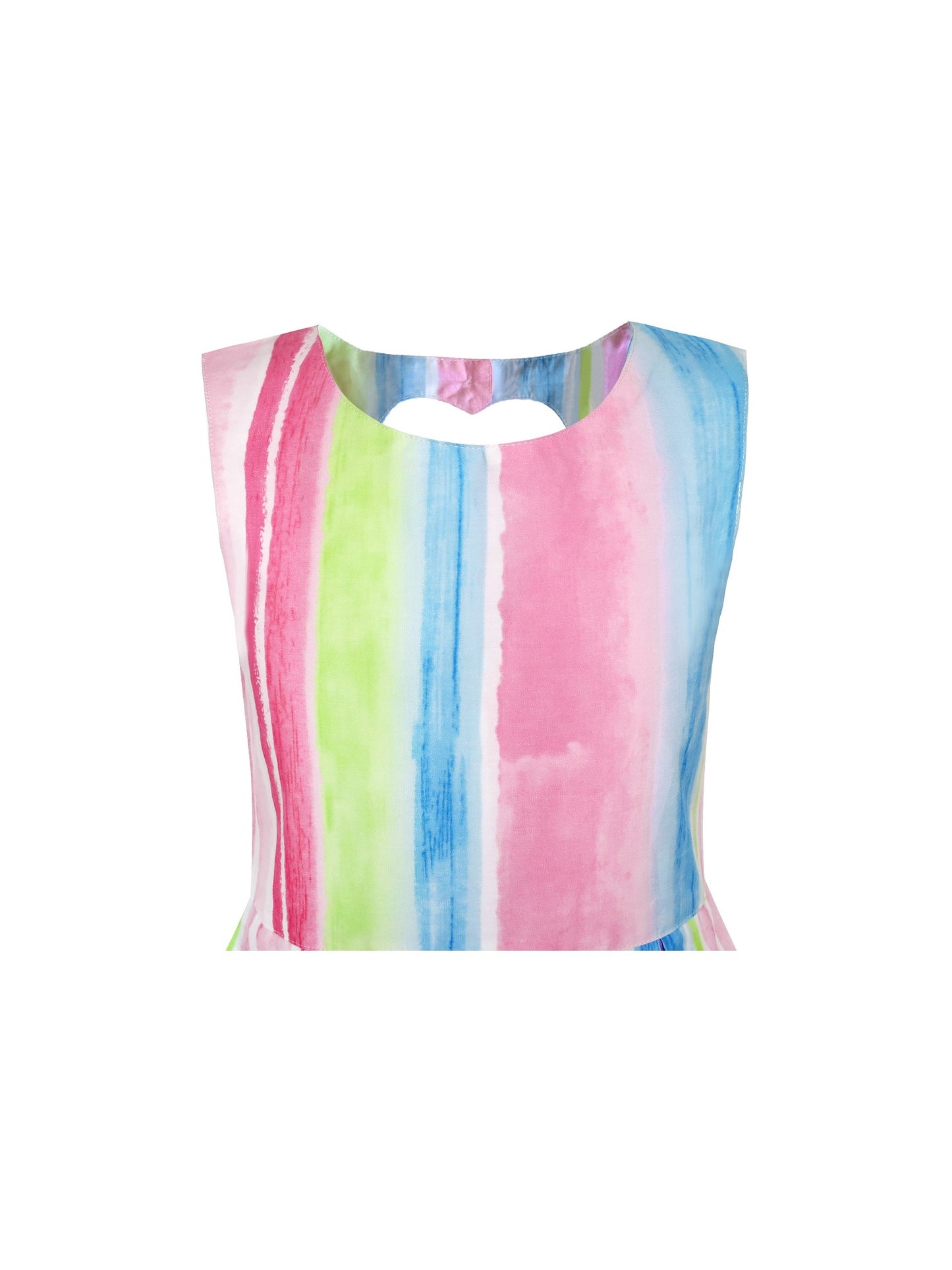 Girls Sleeveless Cotton Dress Blue Striped Casual Summer Dresses For Girls Pink