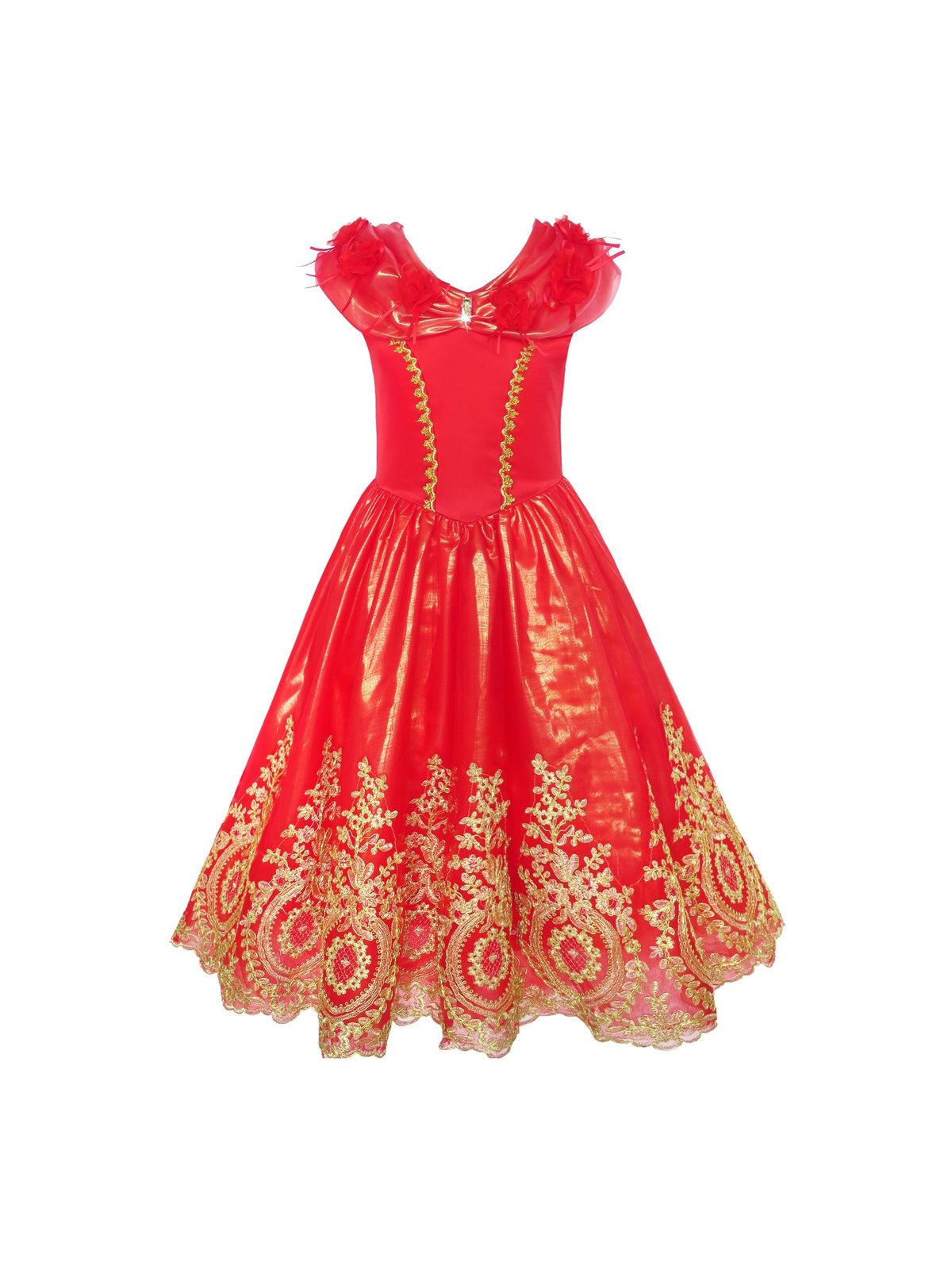 Girls Dress Pink Princess Costume Cinderella Fancy Birthday Ball - Red