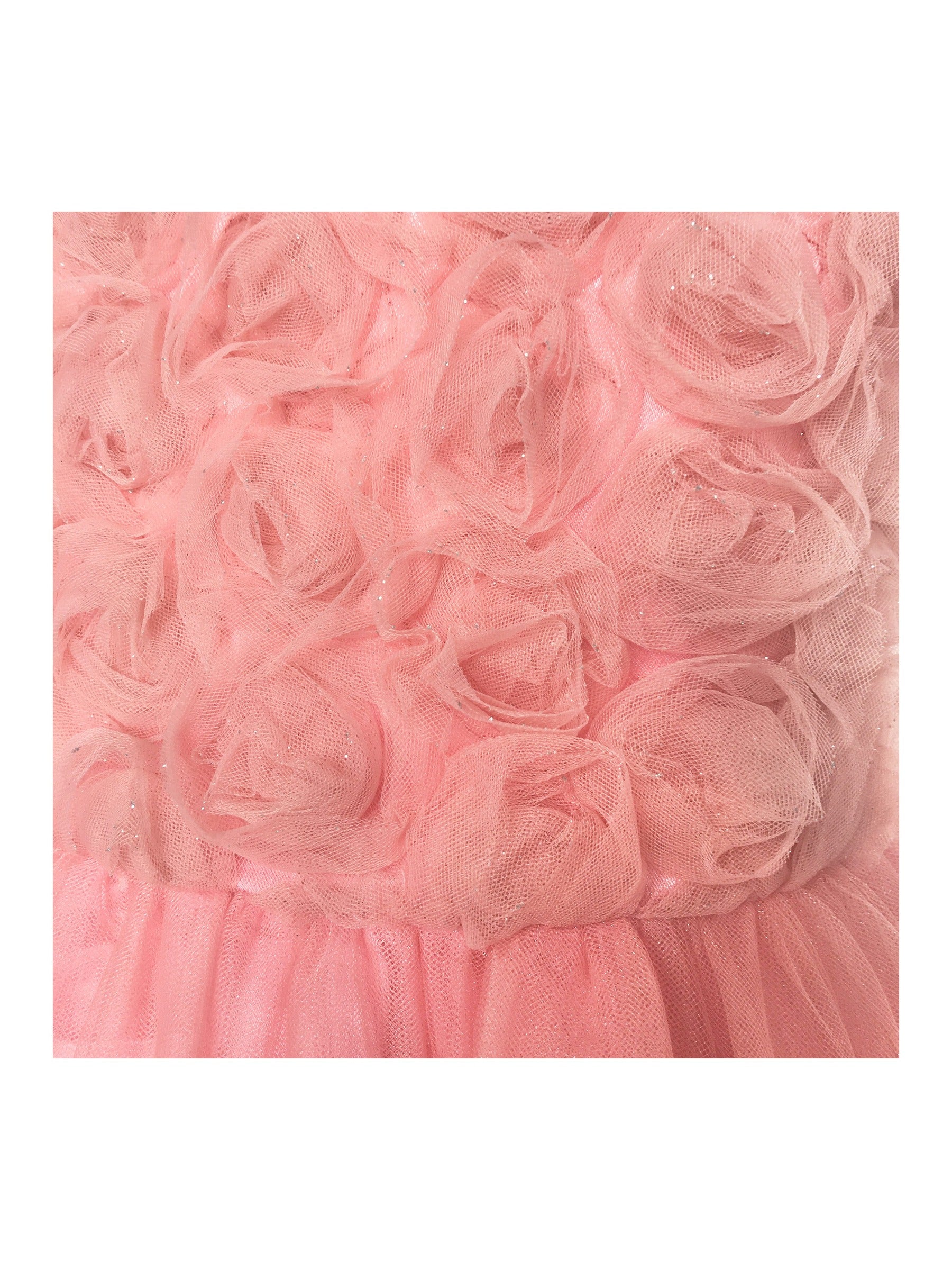 Girls Dress One Shoulder Rose Flower Dancing Ball Gown Pink