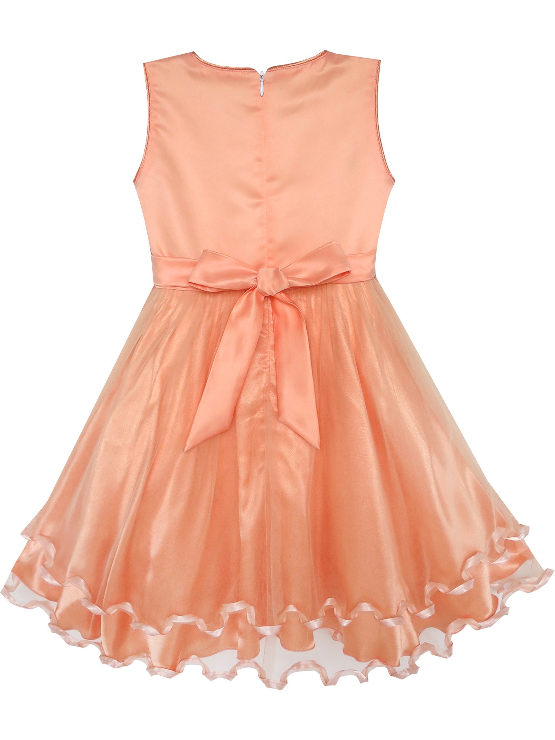 Girls Dress Pink Rose Pageant Tulle Wedding Kids Boutique Orange