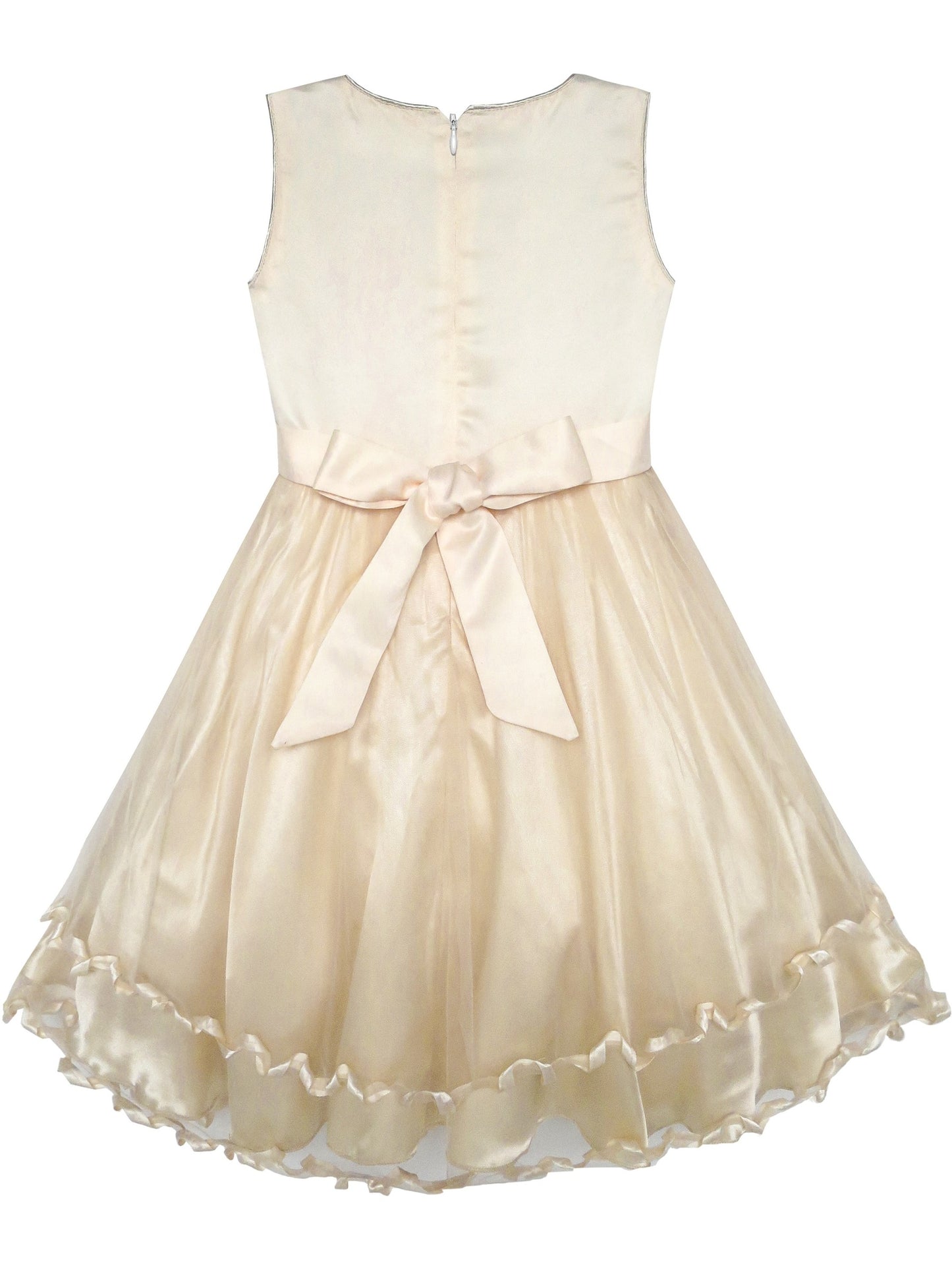 Girls Dress Pink Rose Pageant Tulle Wedding Kids Boutique Beige