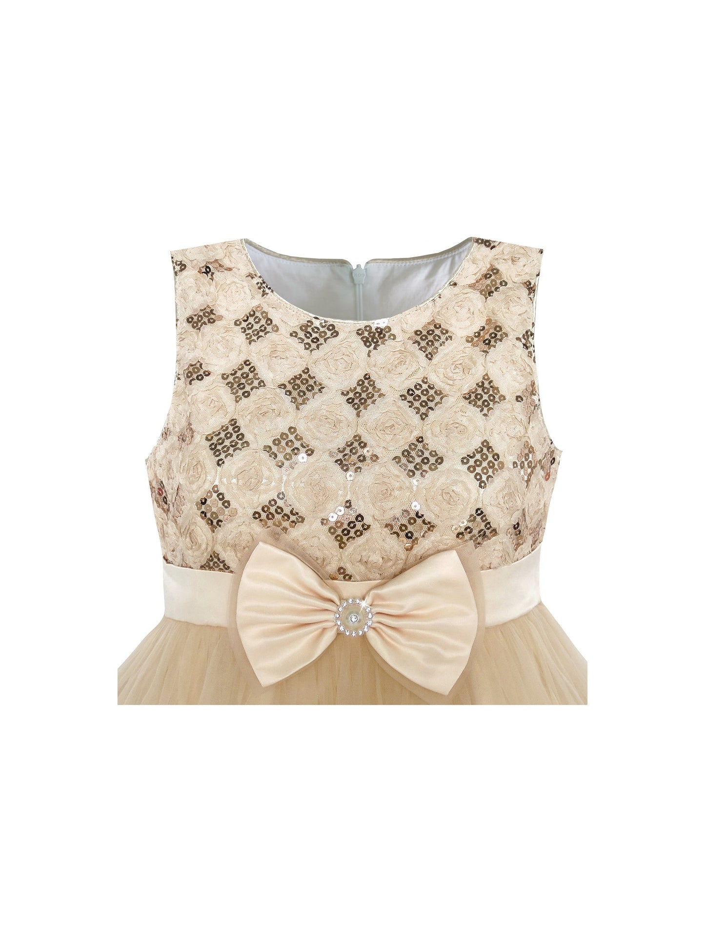 Girls Dress Pink Rose Pageant Tulle Wedding Kids Boutique Beige