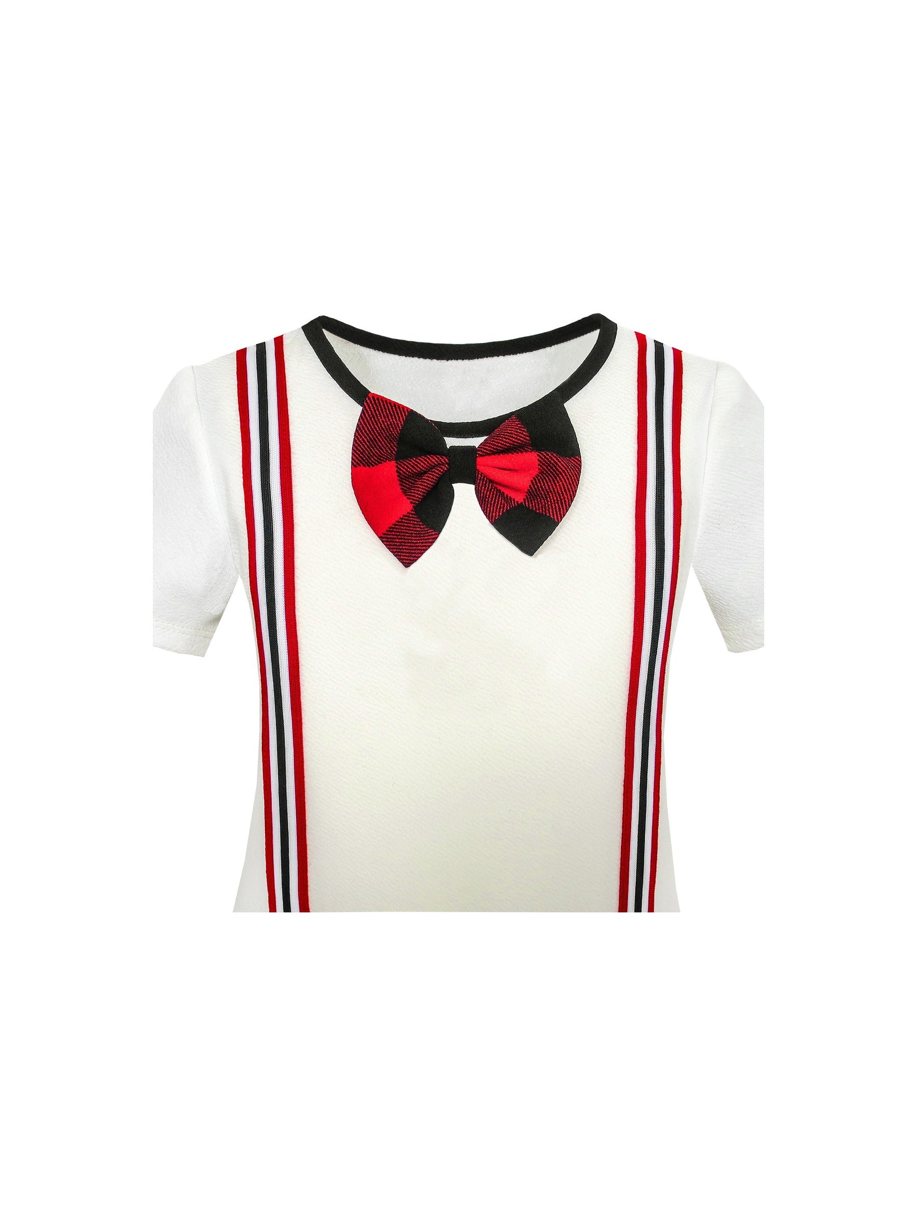 Girls Dress School Uniform Red White Check Suspender Skirt Red