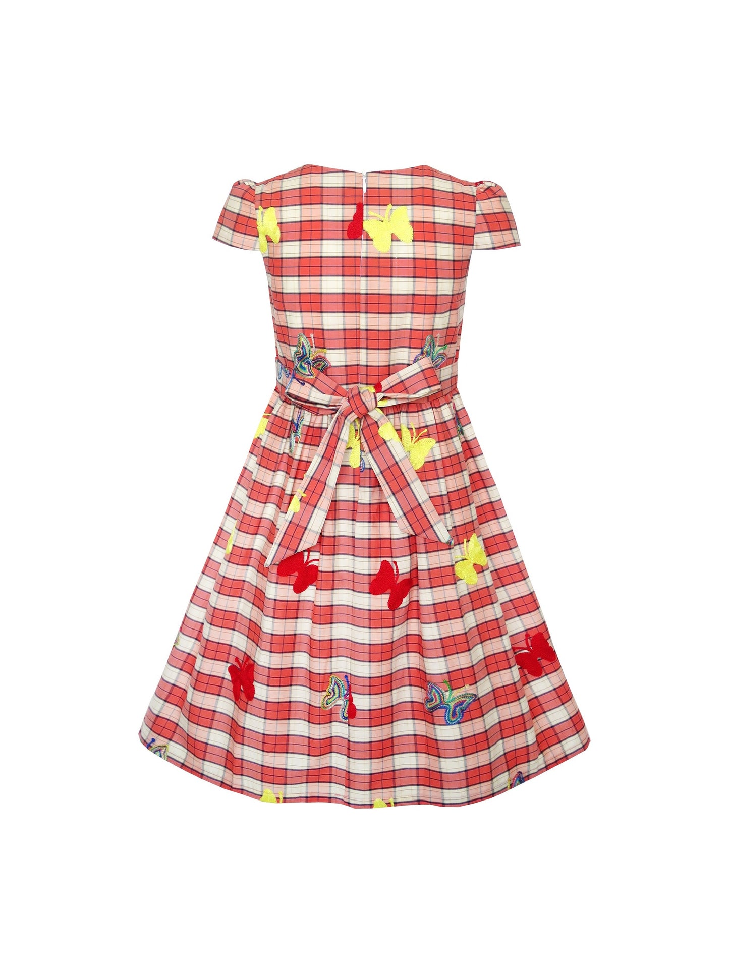 Girls Dress Butterfly Print Bow Tie Princess School Children Clothing Multi-Color