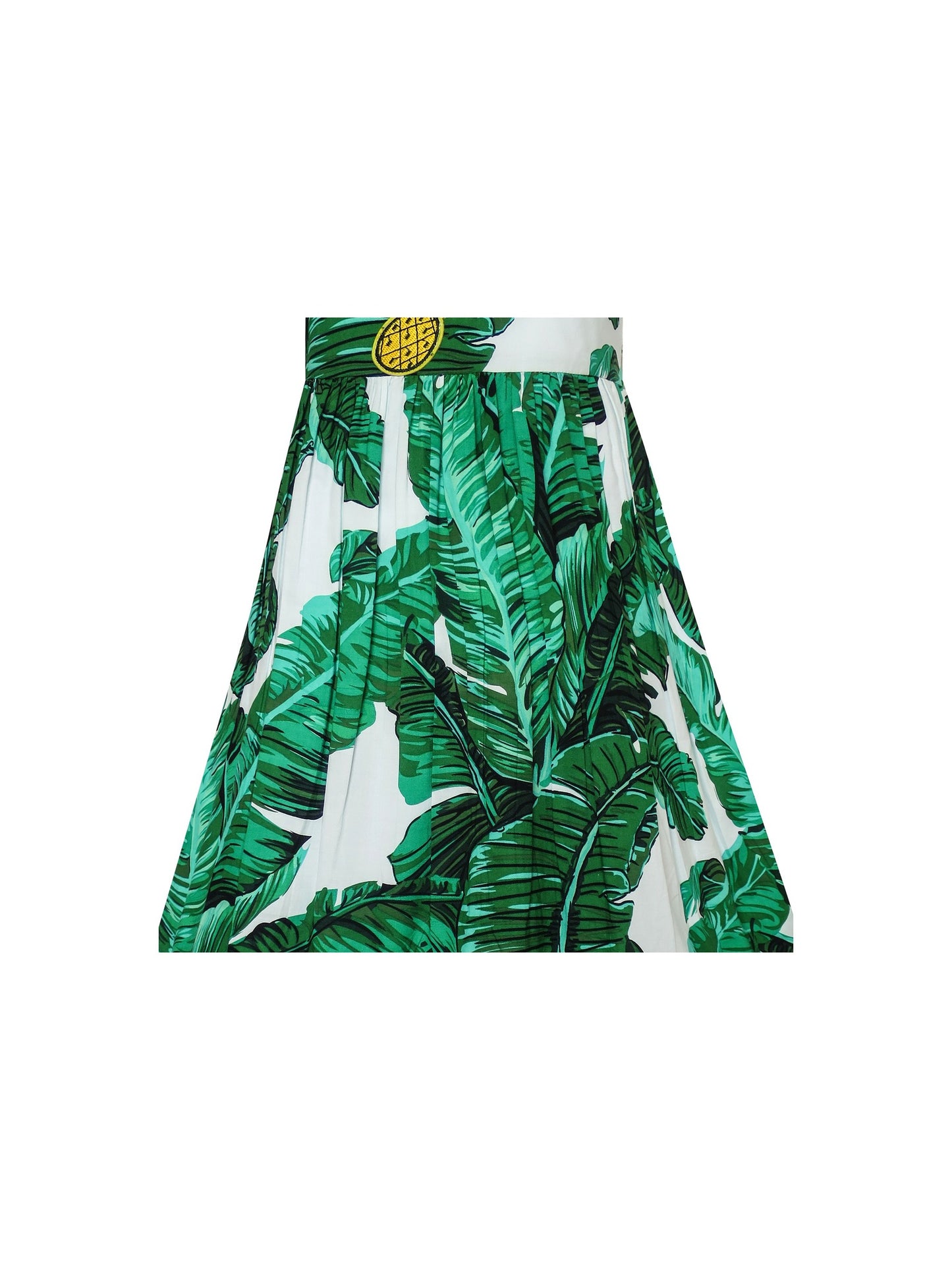 Girls Dress Green Leaf Print Pineapple Dragonfly Sundress Green