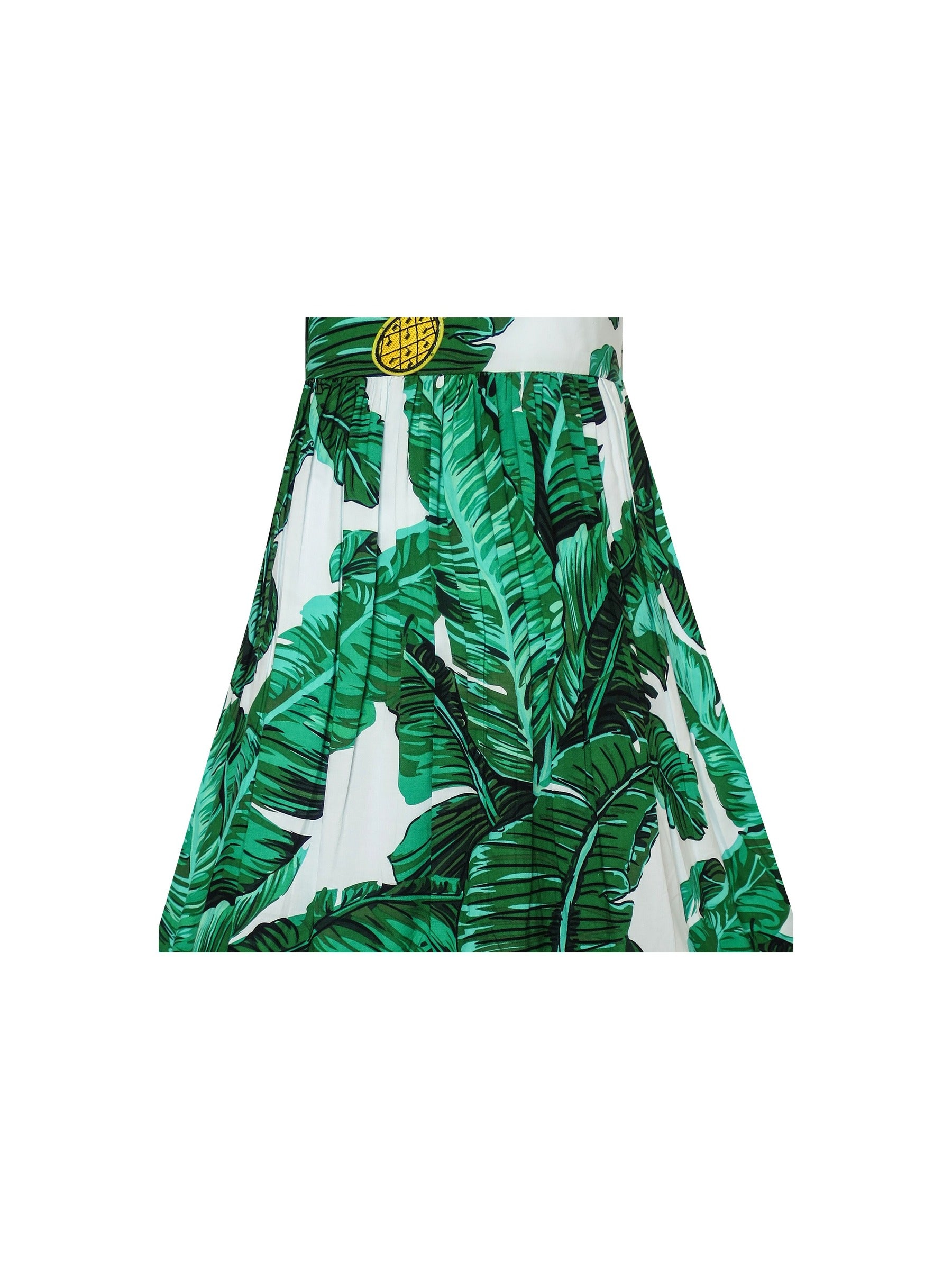 Girls Dress Green Leaf Print Pineapple Dragonfly Sundress Green