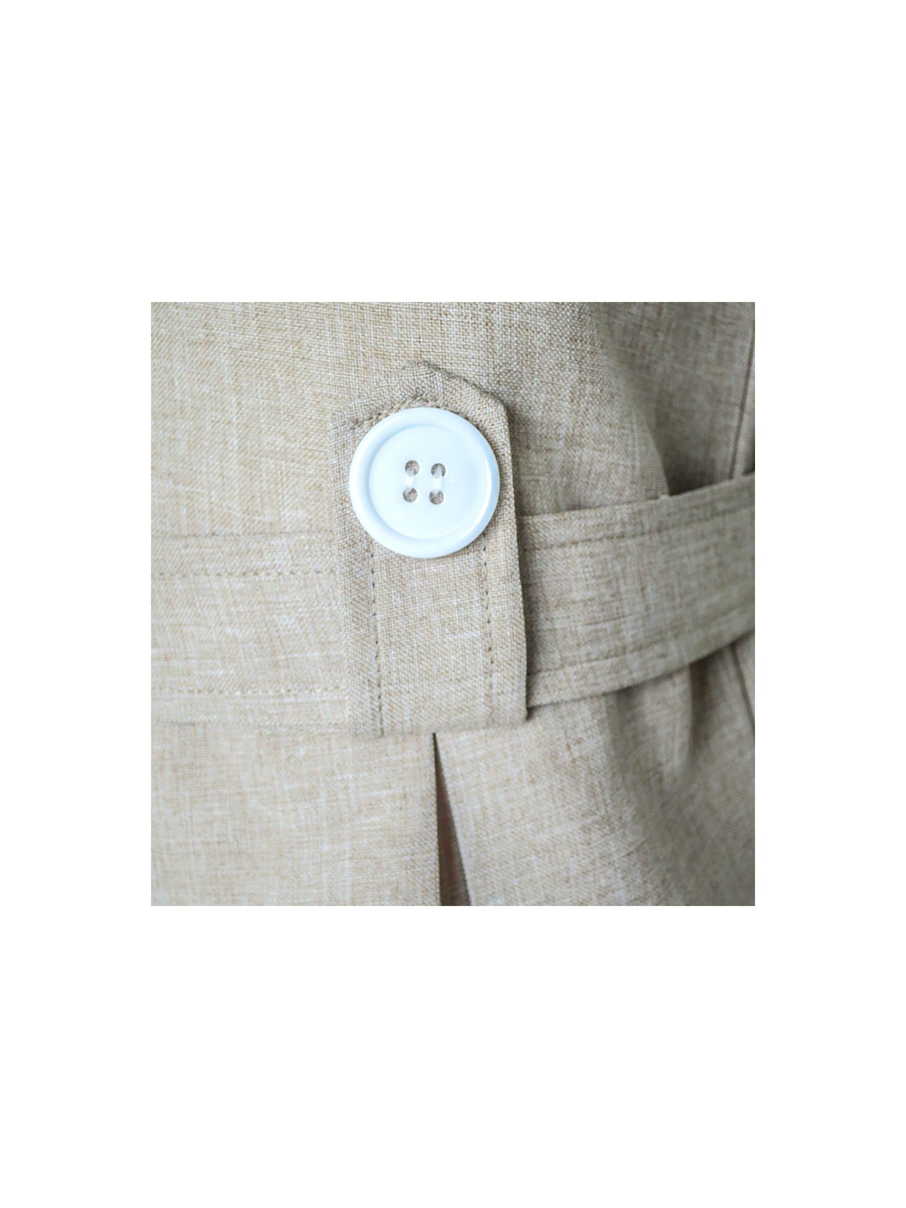 Girls Dress Beige Button Back School Uniform Pleated Hem Beige