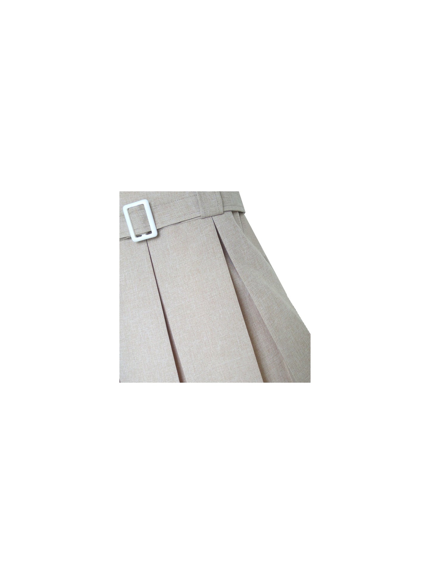 Girls Dress Beige Button Back School Uniform Pleated Hem Beige