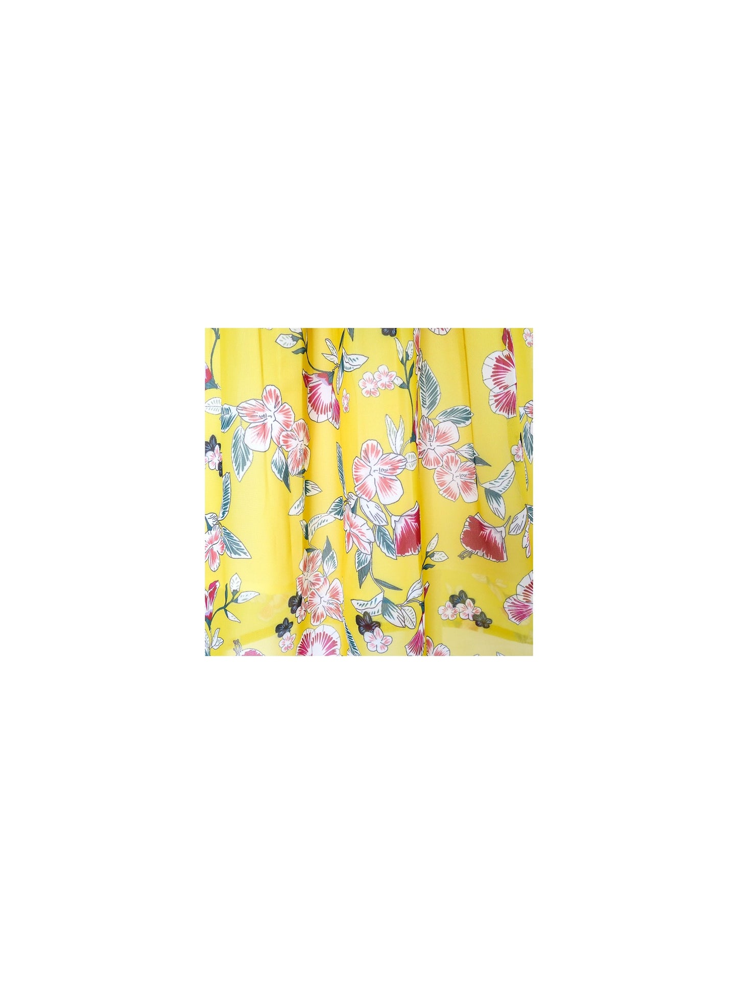 Girls Dress Pink Floral Red Belt Chiffon Maxi dress Yellow