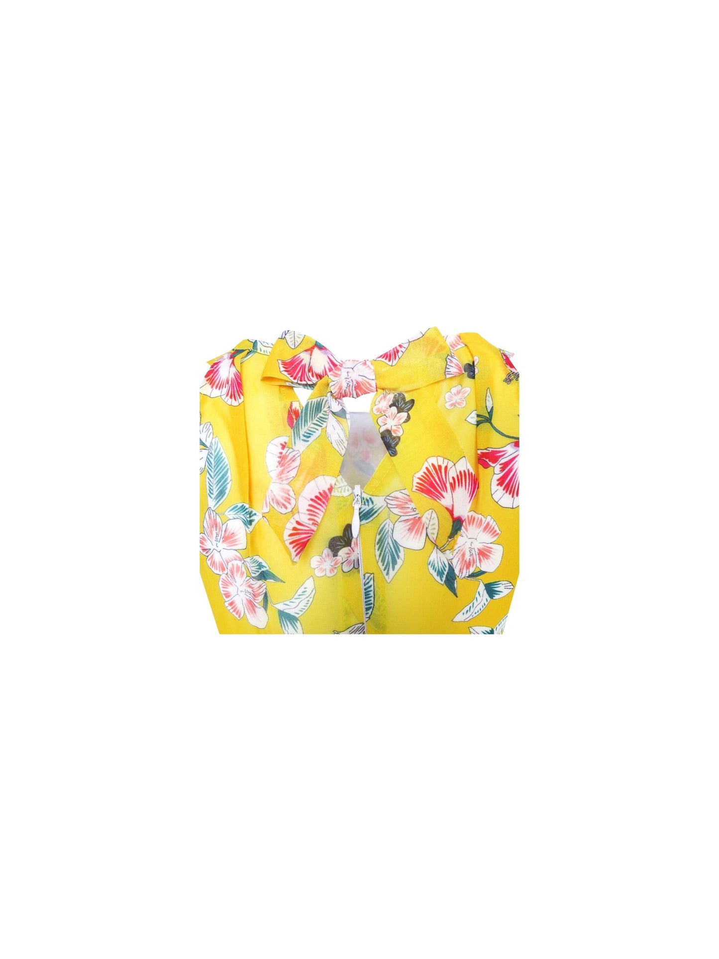 Girls Dress Pink Floral Red Belt Chiffon Maxi dress Yellow