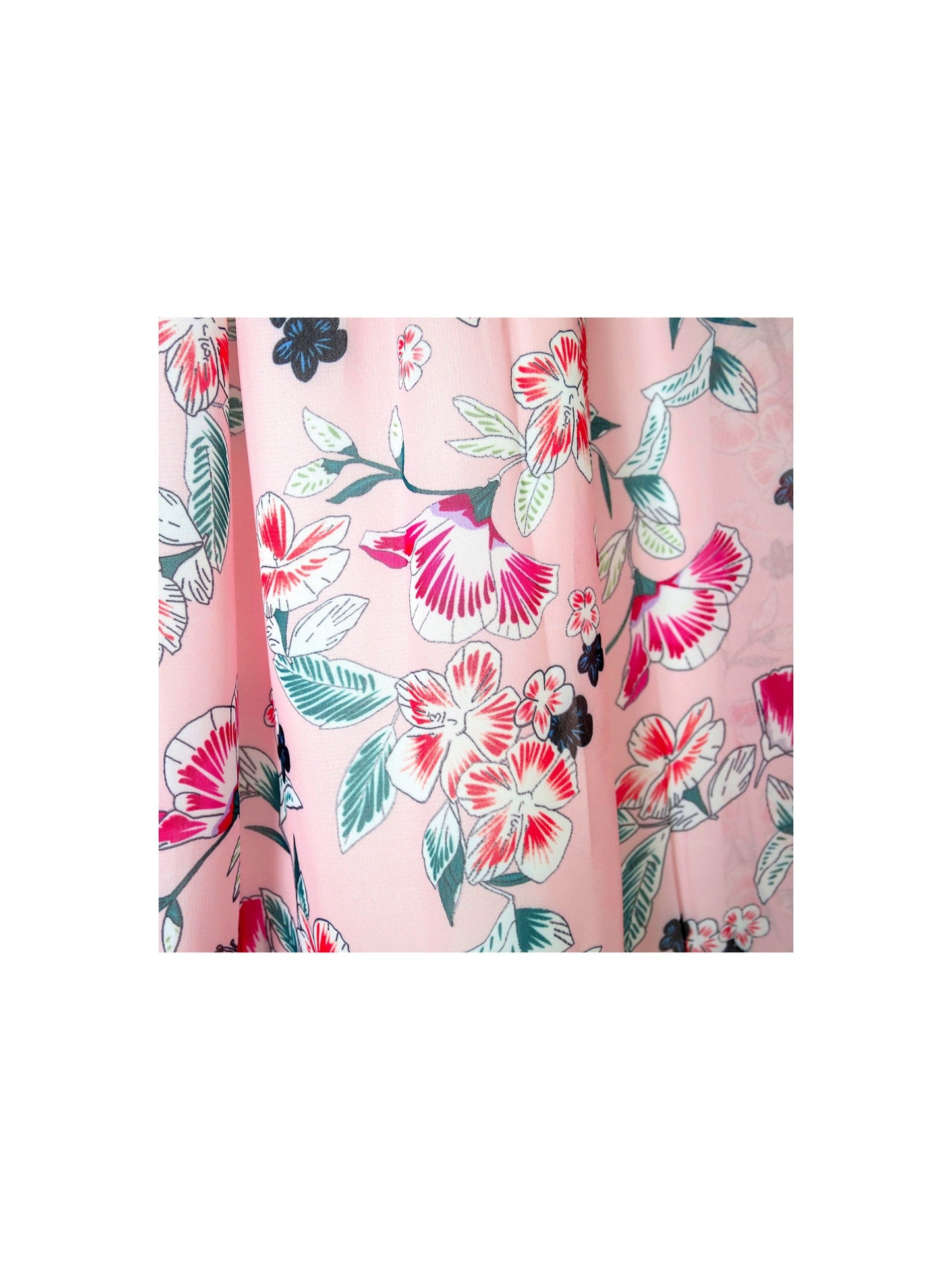 Girls Dress Pink Floral Red Belt Chiffon Maxi dress Pink