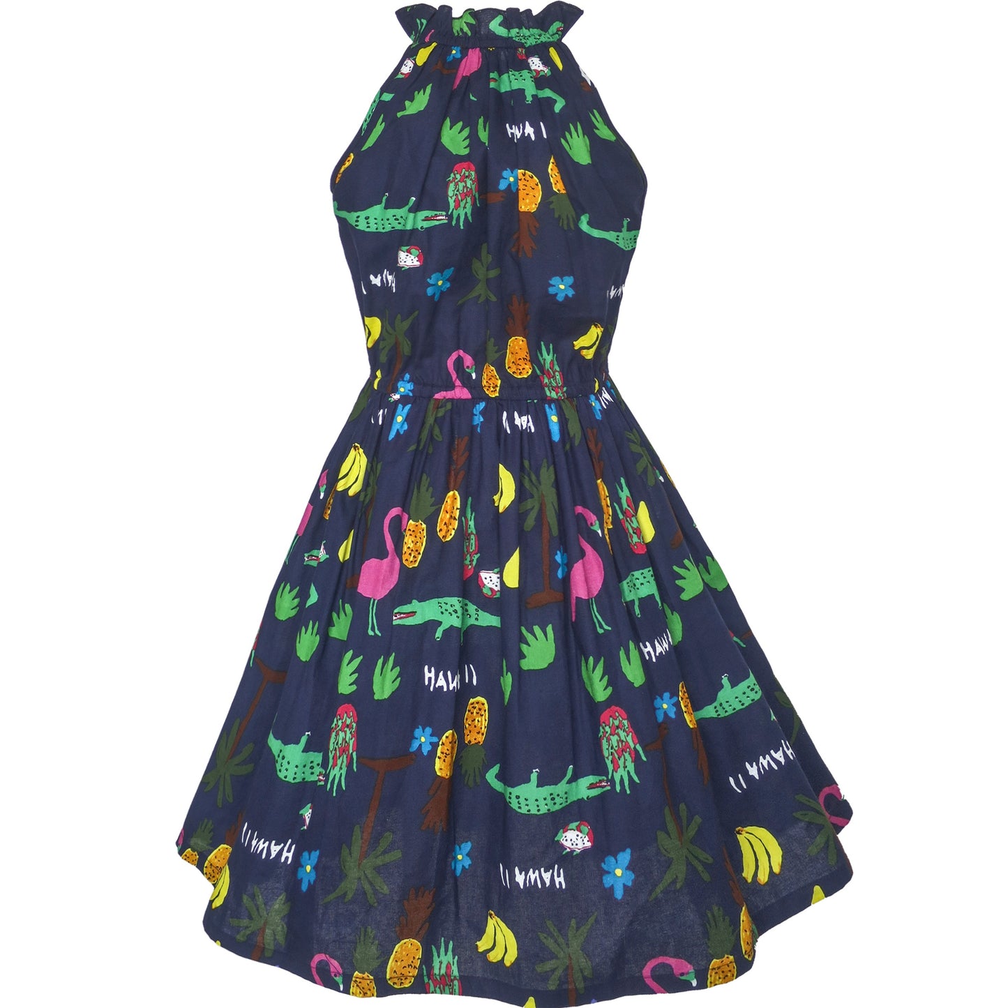 Girls Dress Crocodile Fruits Print Mickey Bag Birthday Party Multi-Color