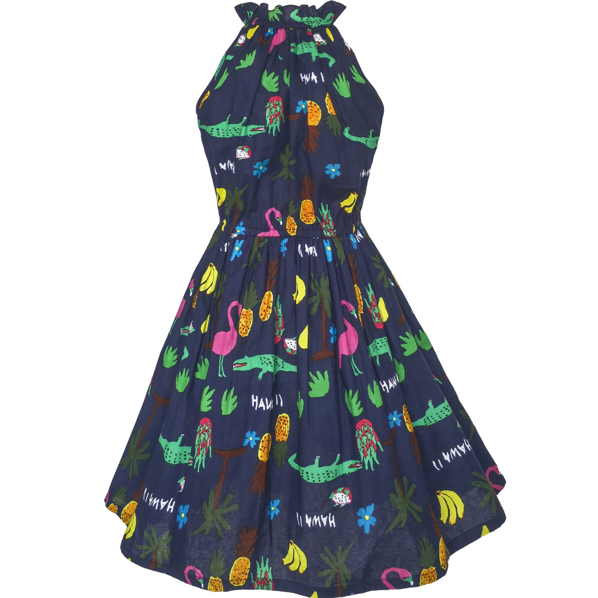 Girls Dress Crocodile Fruits Print Mickey Bag Birthday Party Multi-Color