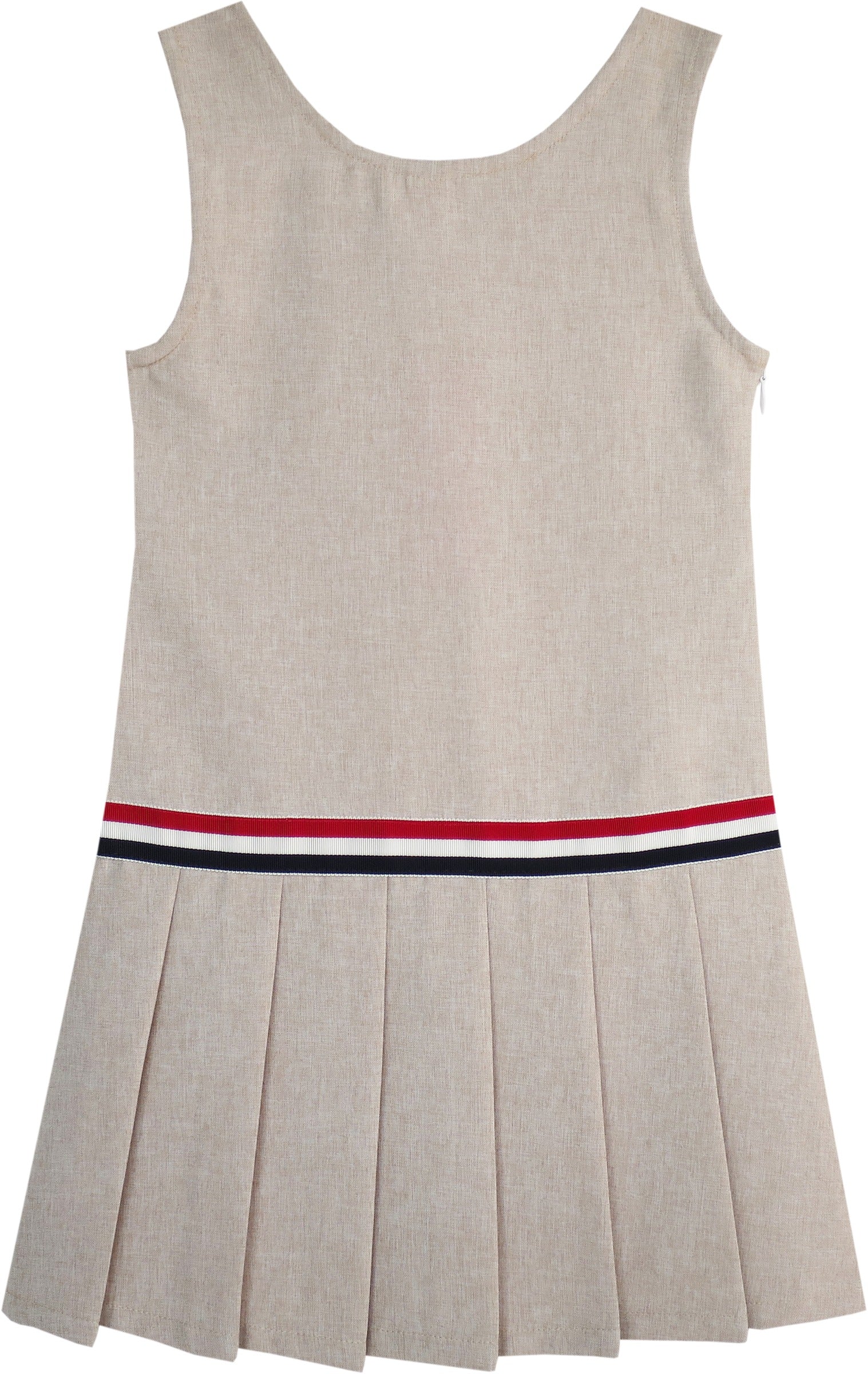 Girls Dress Red Tartan Back School Uniform White Collar Dress Beige