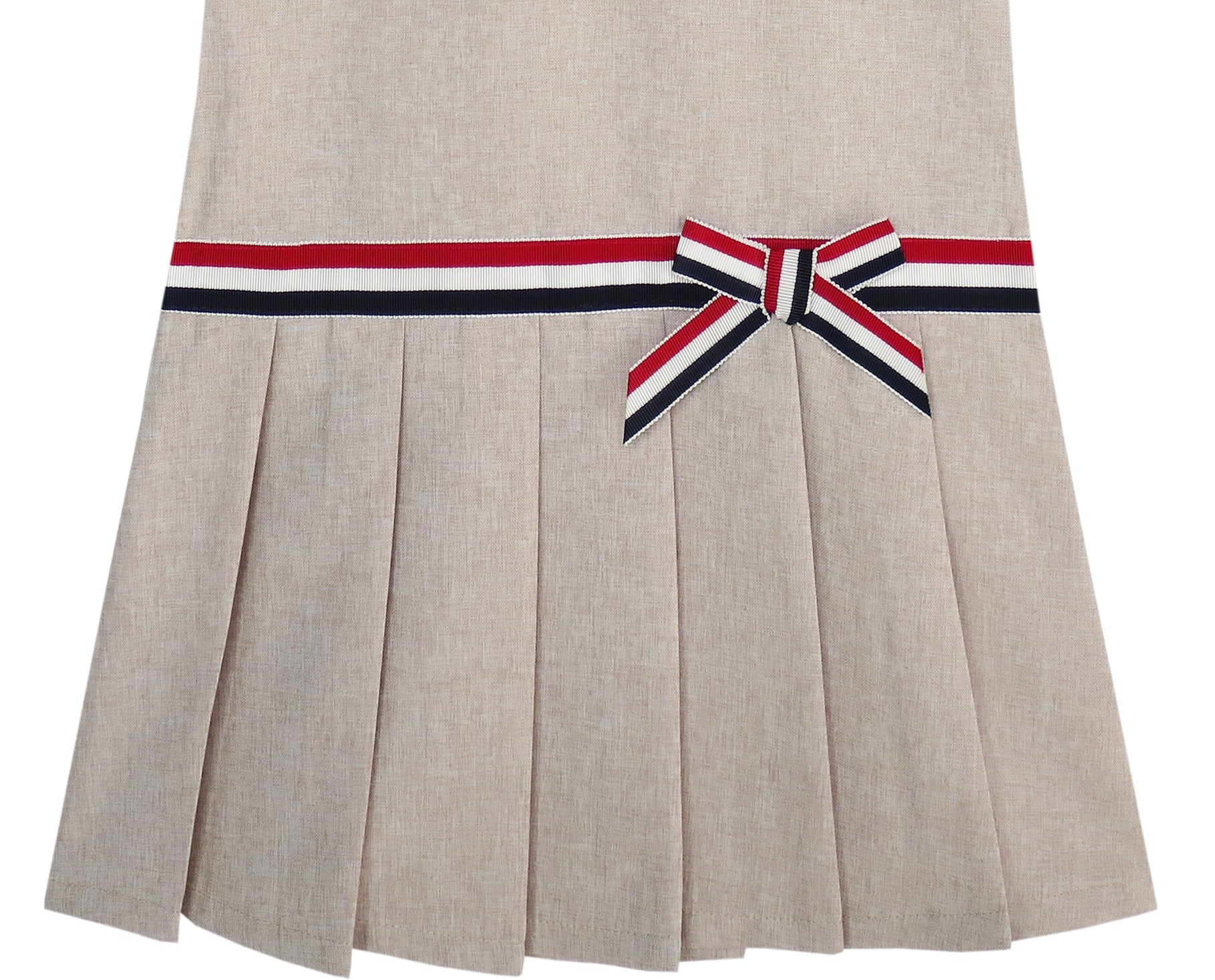 Girls Dress Red Tartan Back School Uniform White Collar Dress Beige