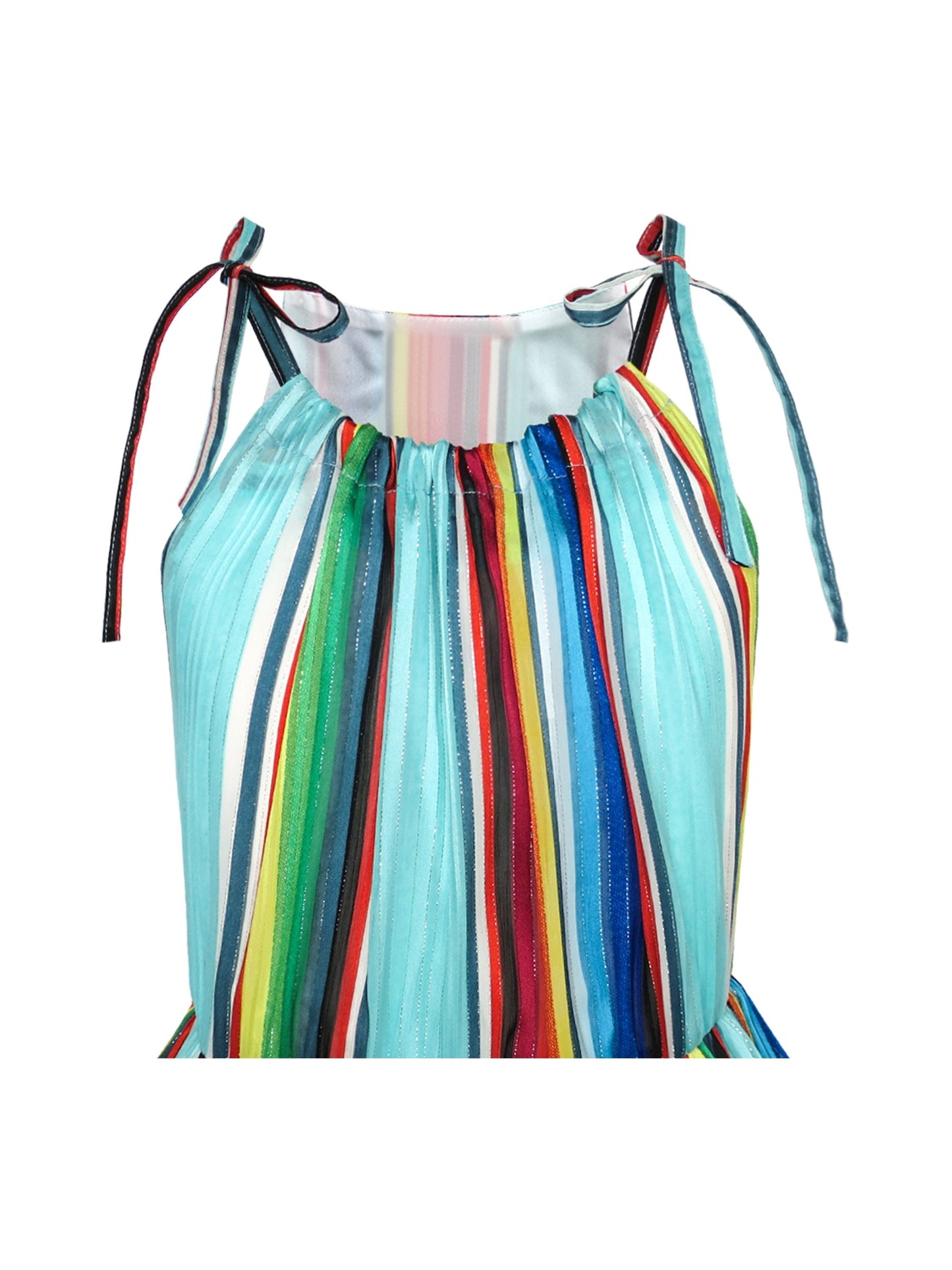 Girls Dress Halter Asymmetric Flower Checkered Orange Multi-Color