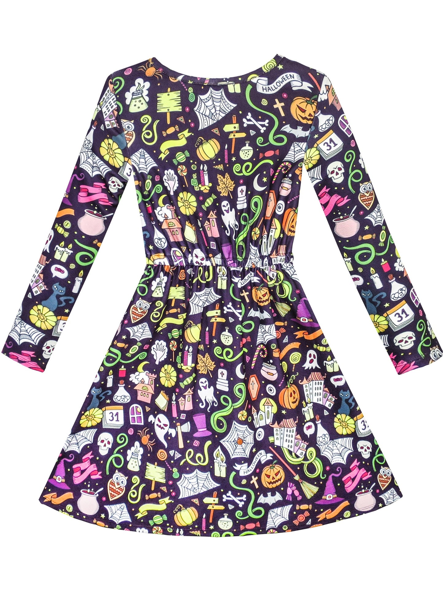 Girls Dress Christmas Santa Xmas Tree Jingle Bell Purple