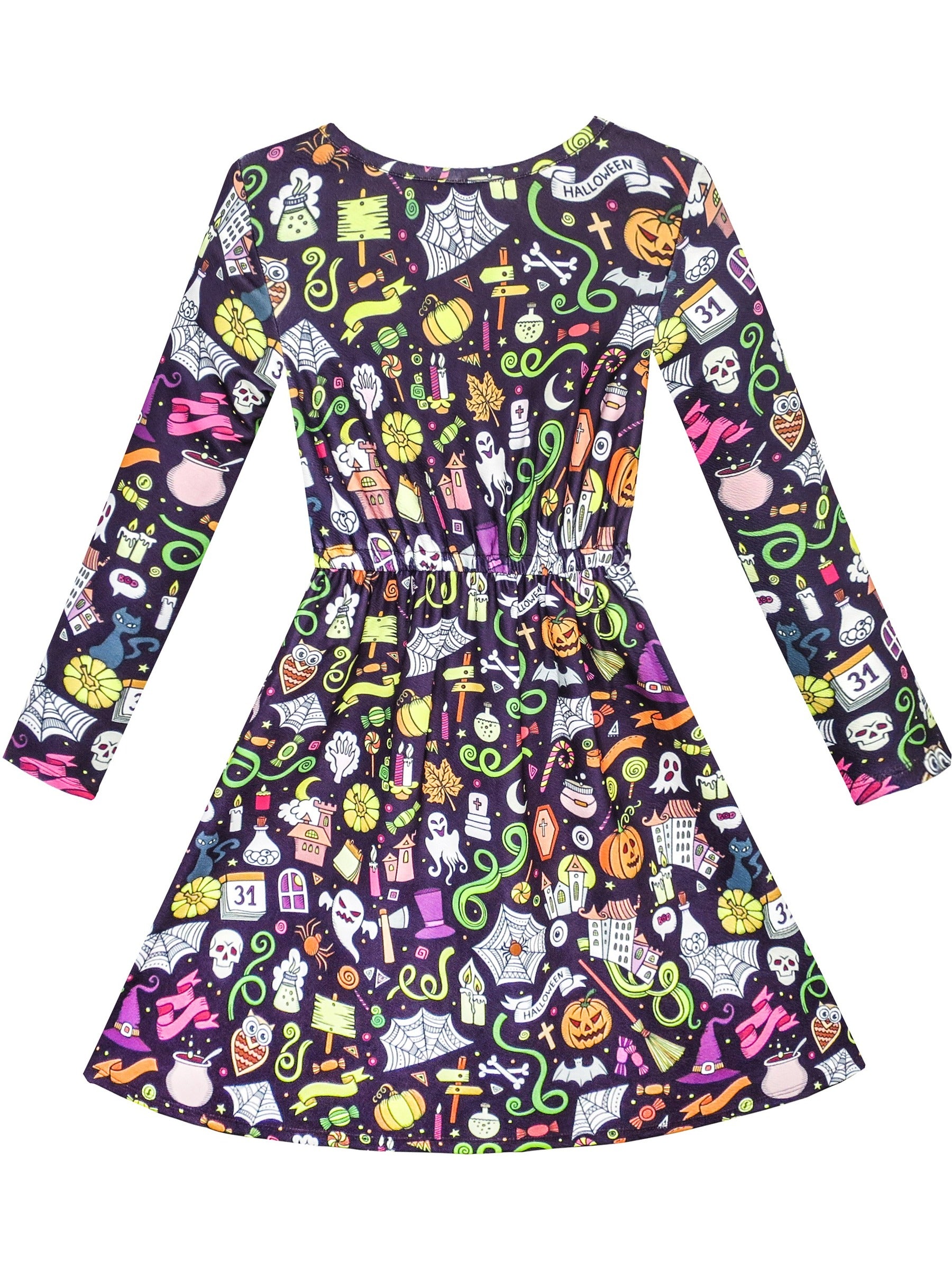 Girls Dress Christmas Santa Xmas Tree Jingle Bell Purple