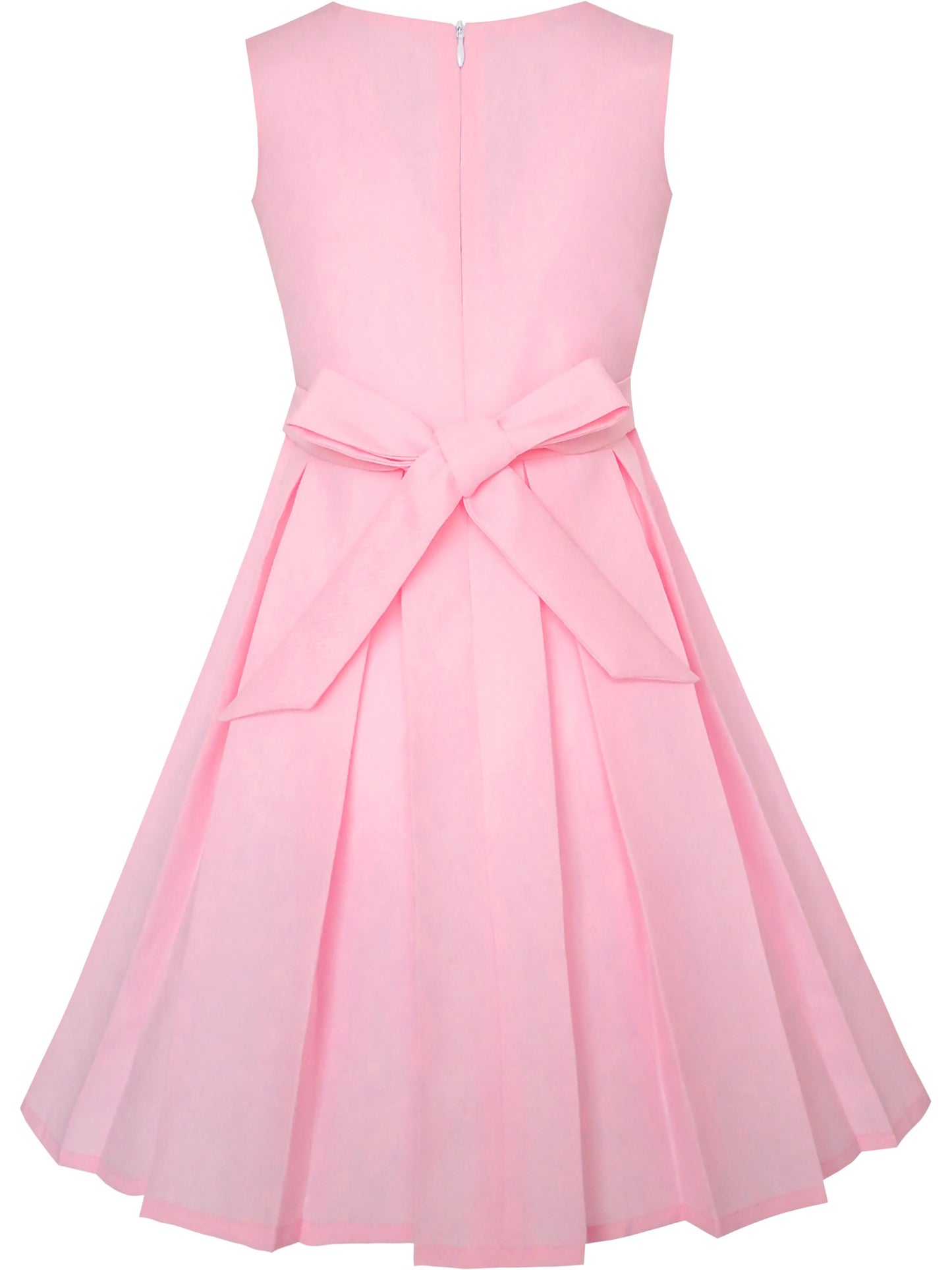 Girls Dress Color Block Contrast Bow Tie Everyday Party Pink
