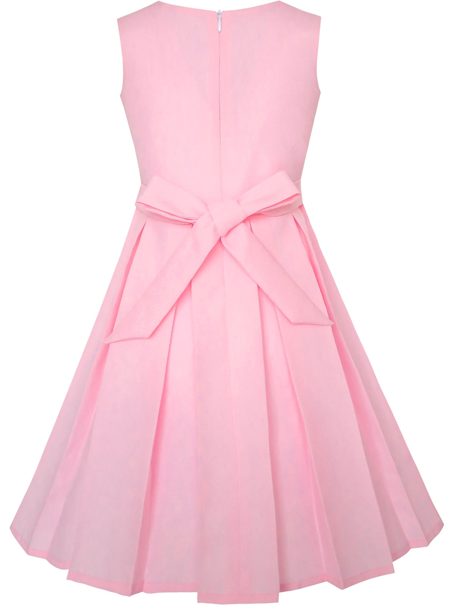 Girls Dress Color Block Contrast Bow Tie Everyday Party Pink