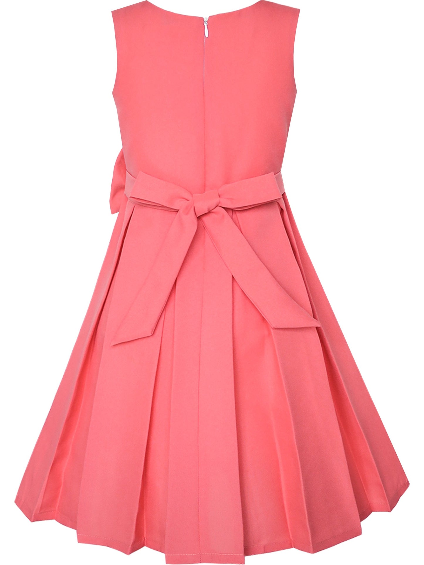 Girls Dress Color Block Contrast Bow Tie Everyday Party Red