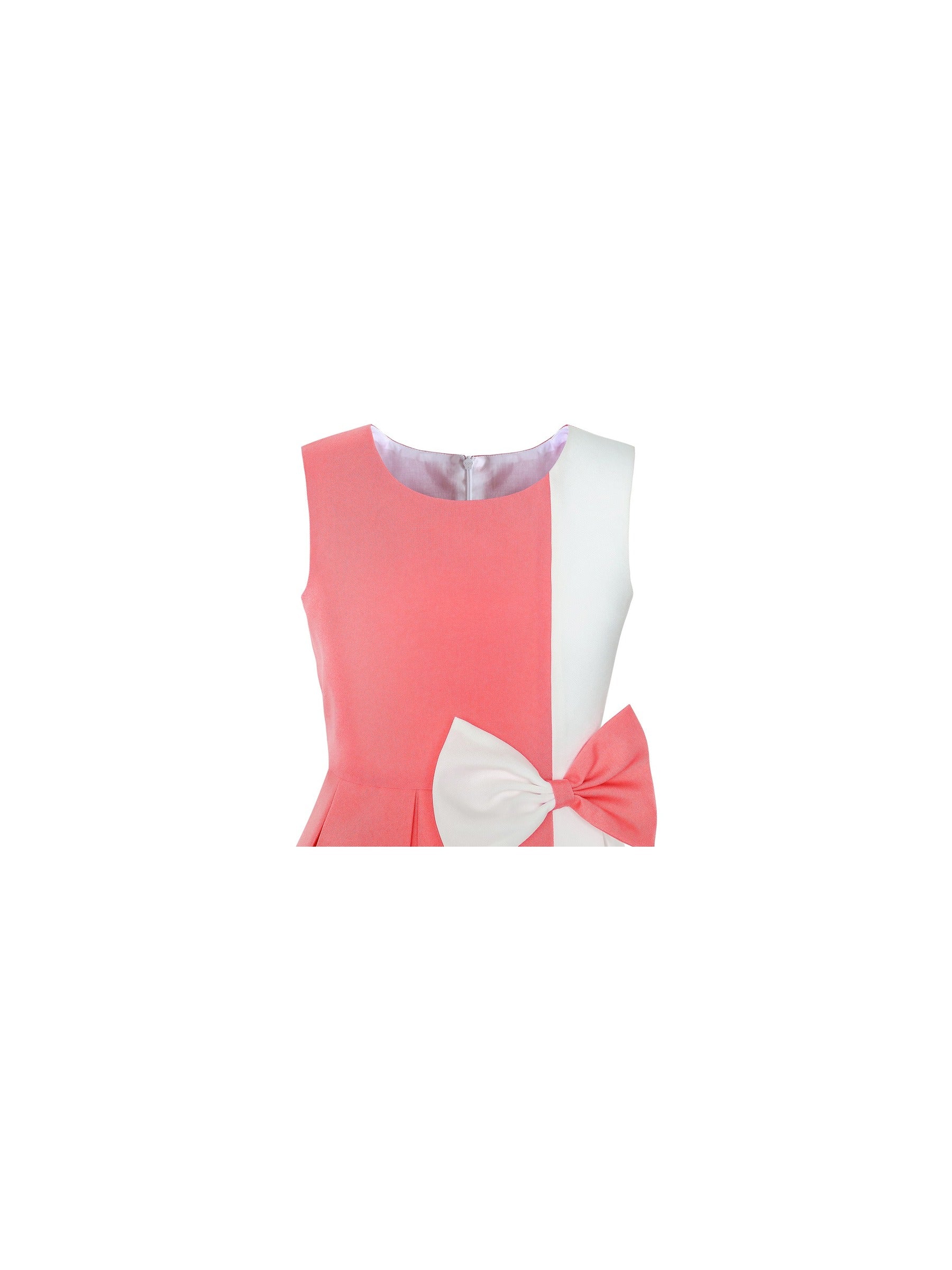Girls Dress Color Block Contrast Bow Tie Everyday Party Red