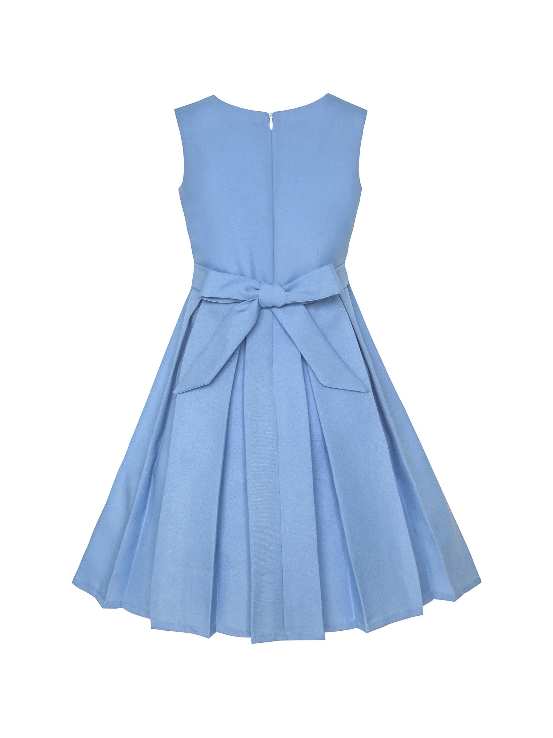 Girls Dress Color Block Contrast Bow Tie Everyday Party Blue