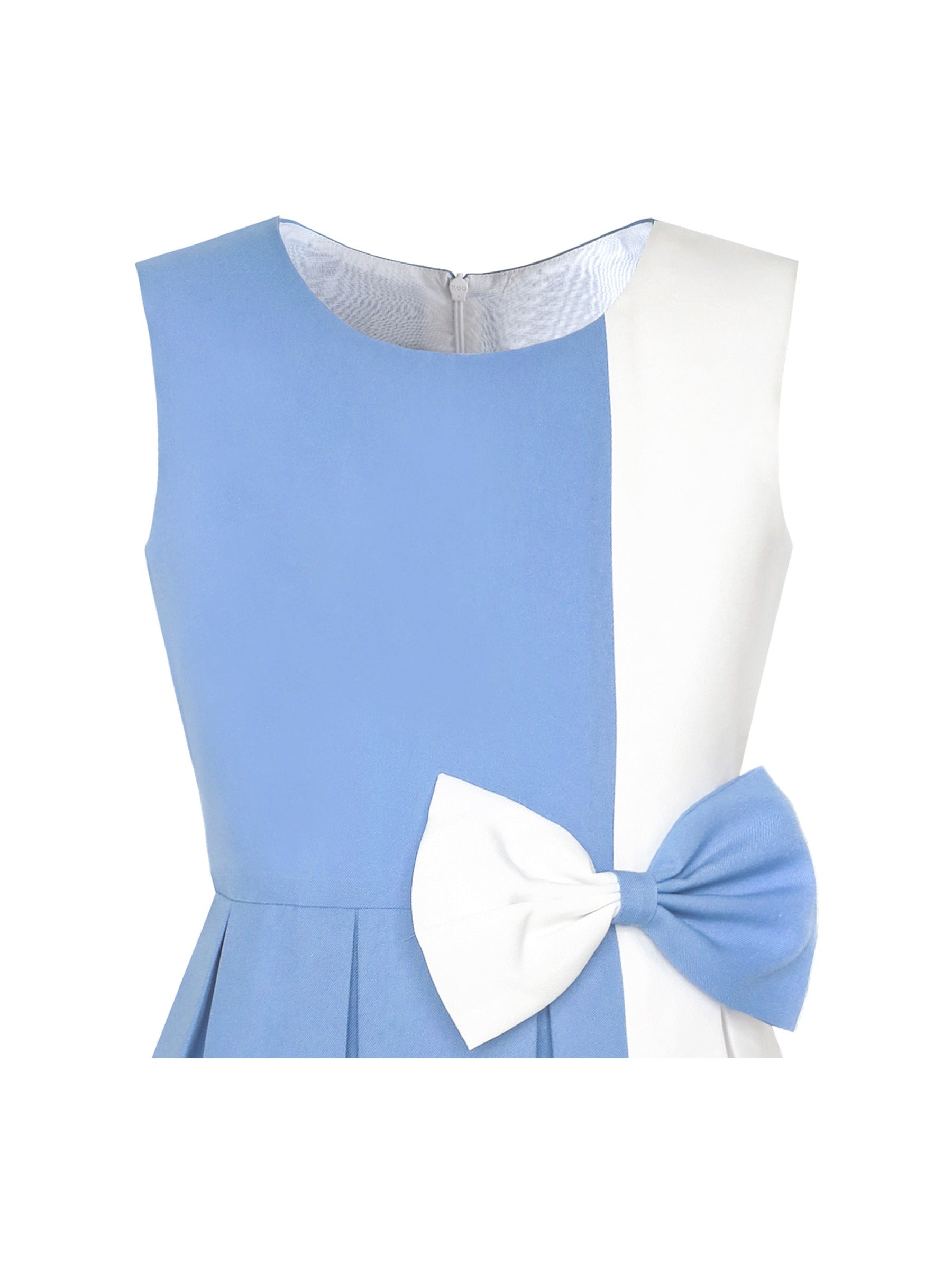 Girls Dress Color Block Contrast Bow Tie Everyday Party Blue