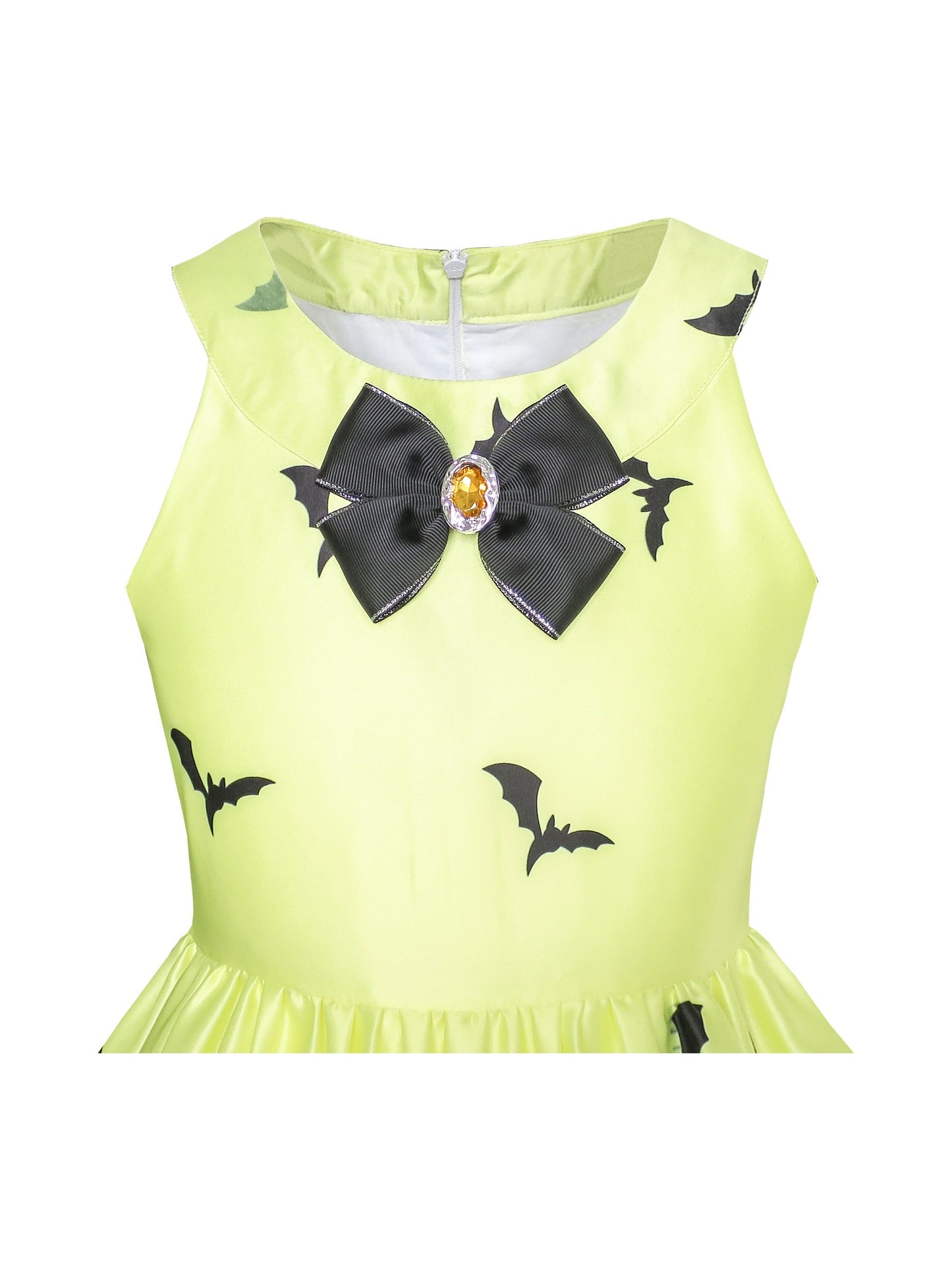 Girls Dress Halloween Witch Bat Pumpkin Costume Purple Dress Yellow