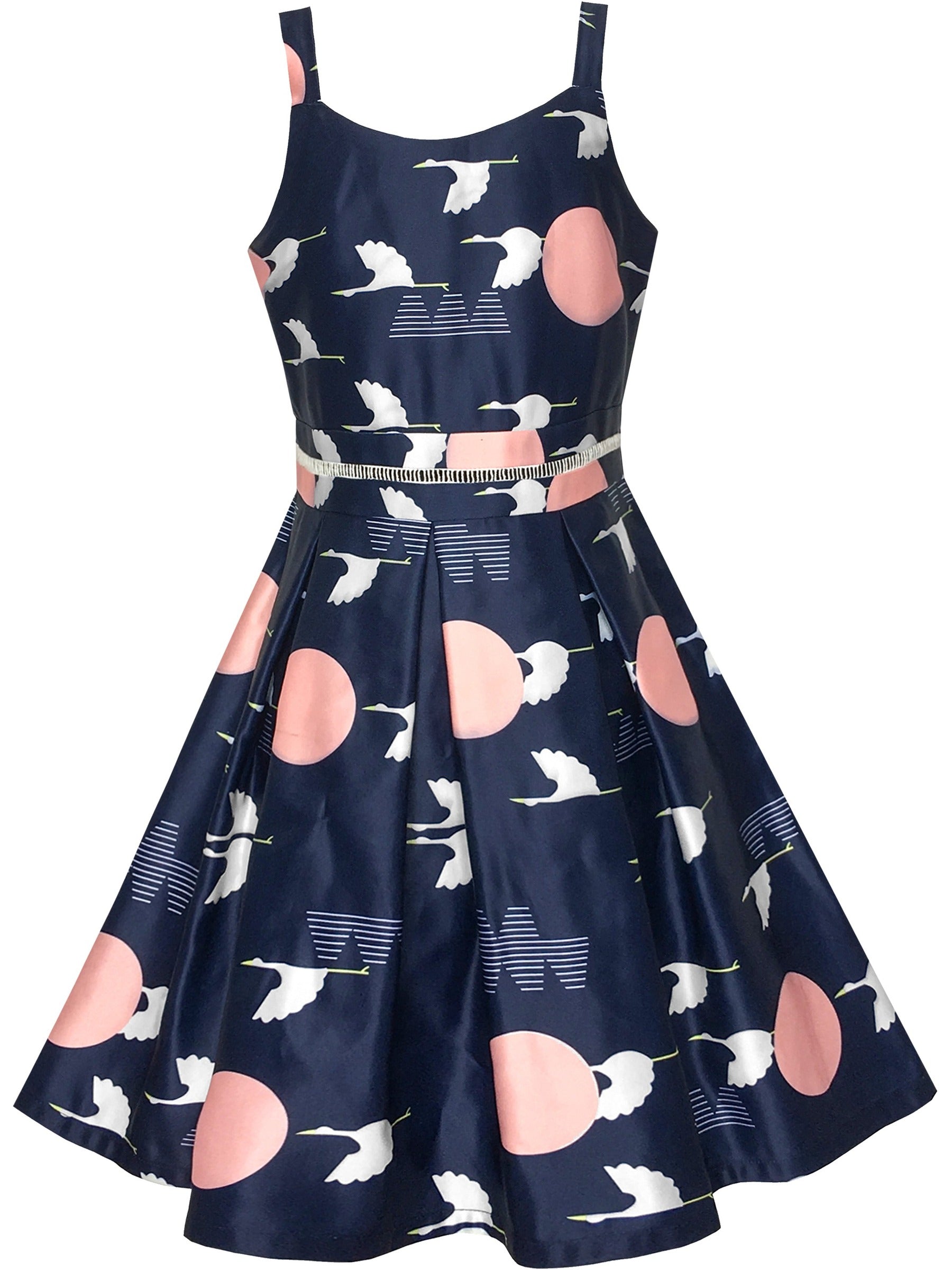 Girls Dress Navy Blue School Uniform Tank Dress Pleated Hem Blue