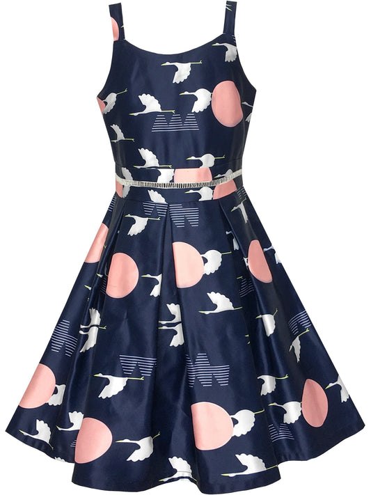 Girls Dress Navy Blue School Uniform Tank Dress Pleated Hem Blue