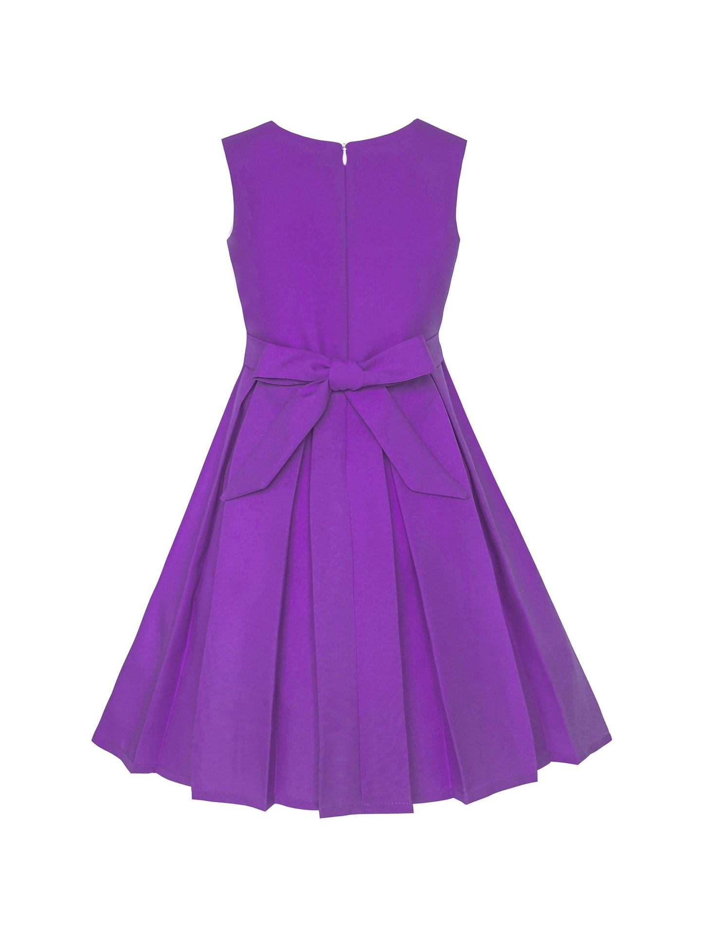 Girls Dress Color Block Contrast Bow Tie Everyday Party Purple