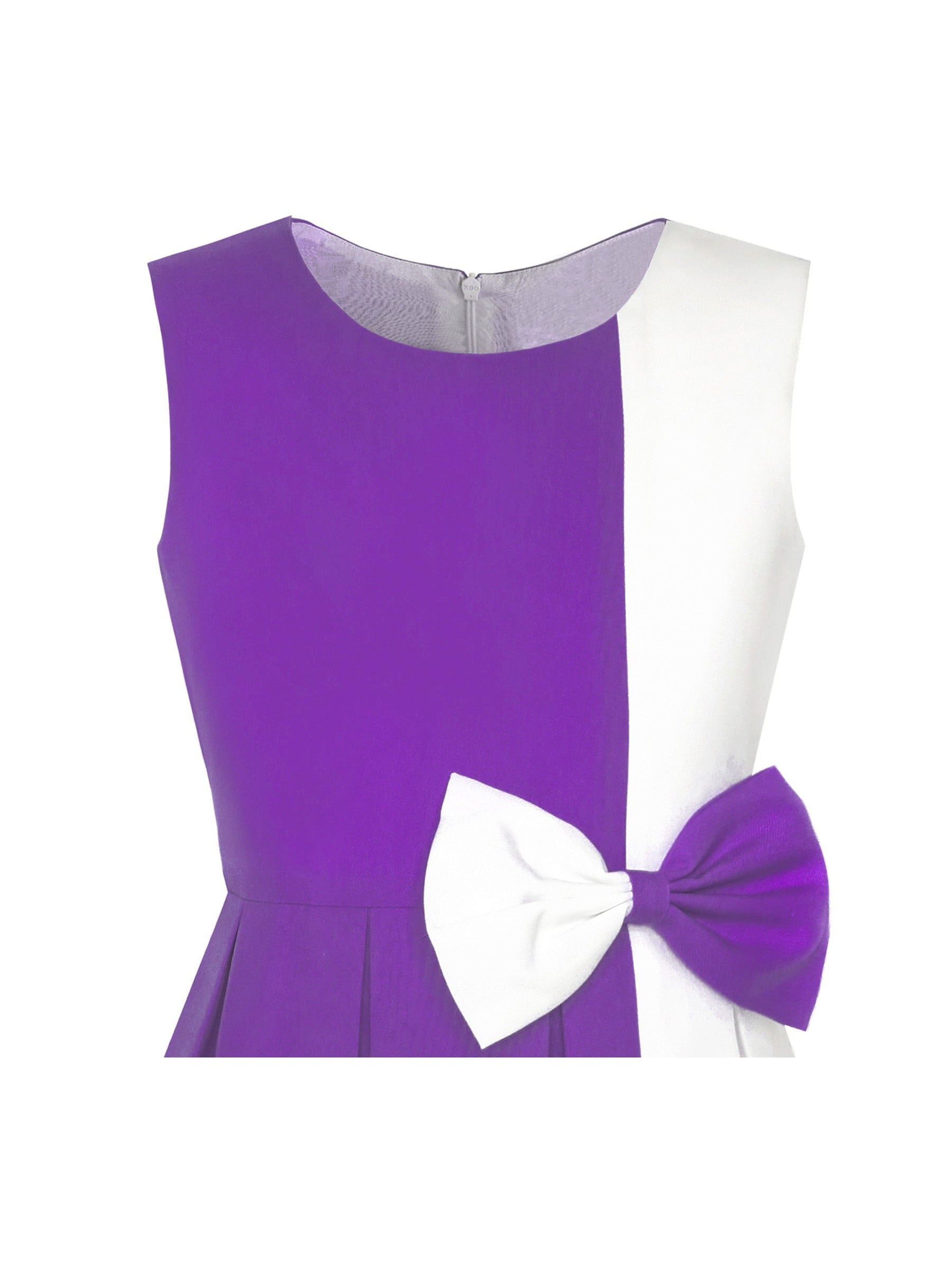 Girls Dress Color Block Contrast Bow Tie Everyday Party Purple