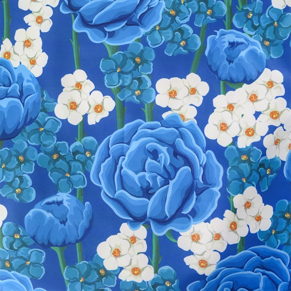 Girls Dress Flower Garden Print Elegant Chinese Style Blue
