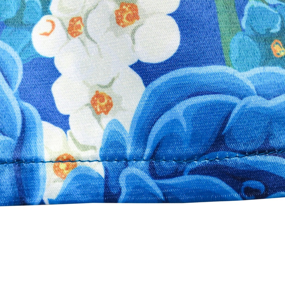 Girls Dress Flower Garden Print Elegant Chinese Style Blue