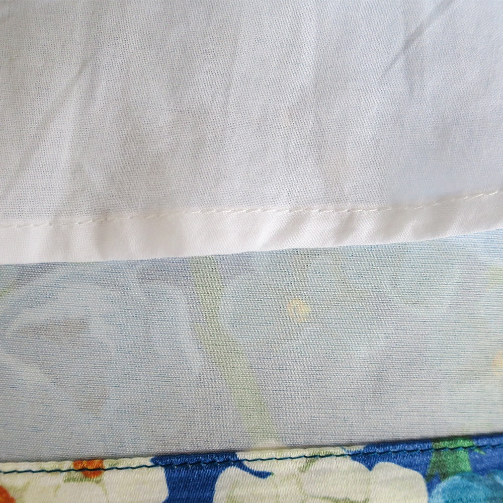 Girls Dress Flower Garden Print Elegant Chinese Style Blue