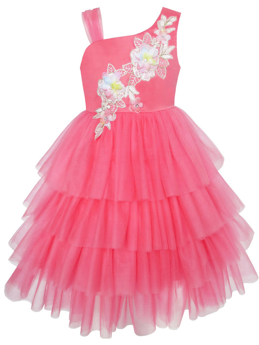 Girls Dress Purple Shoulder Fashion Rose Wedding Pageant Kids Boutique Red