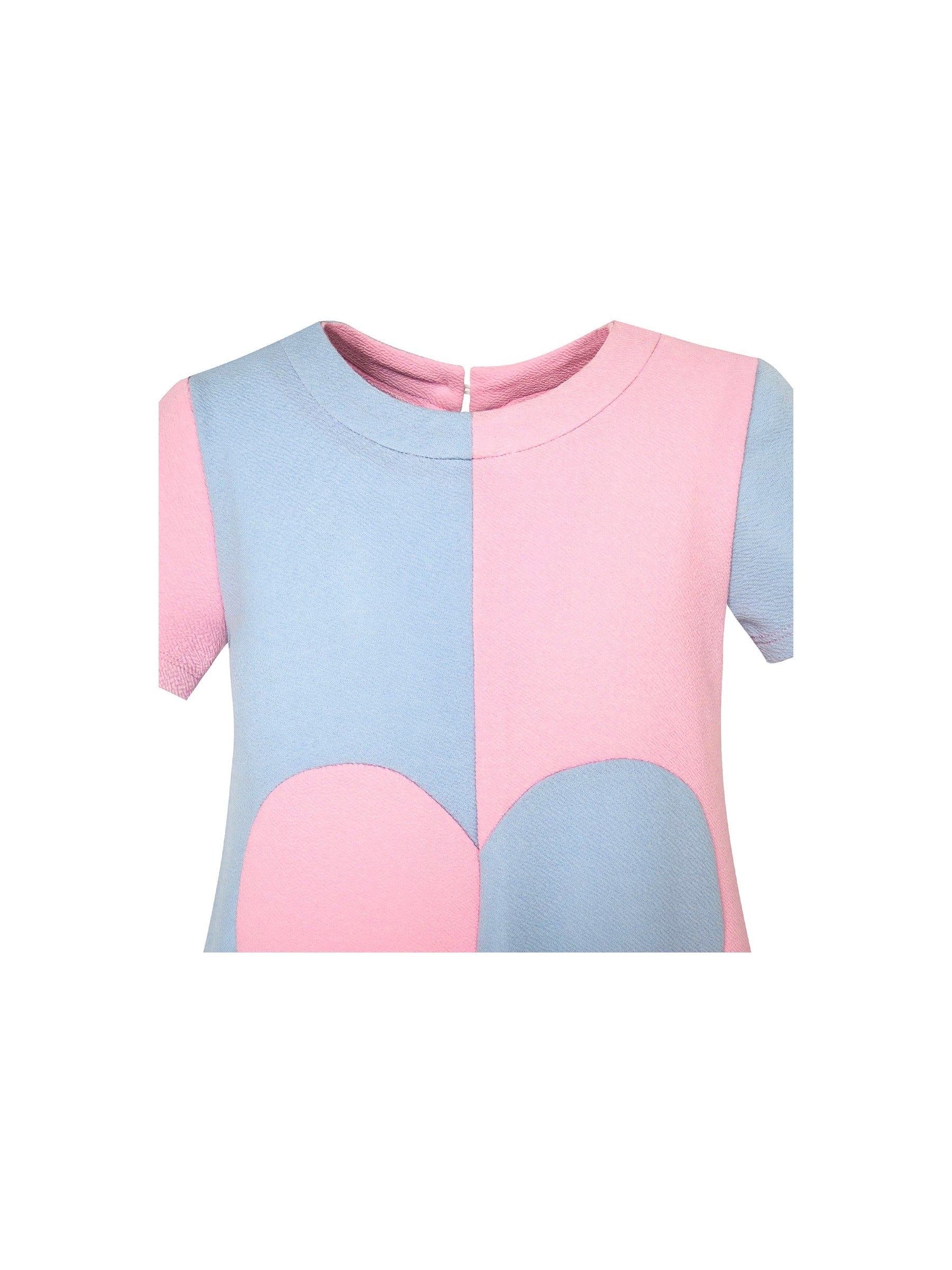 Girls Dress Pink Color Contrast Heart A-line Sundress Blue