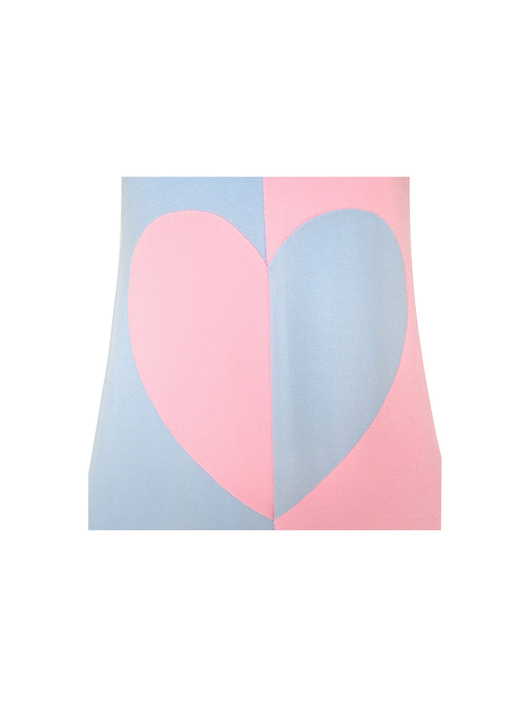 Girls Dress Pink Color Contrast Heart A-line Sundress Blue