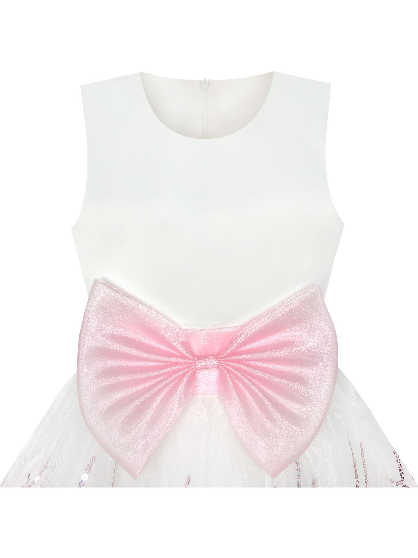 Flower Girls Dress Blue Sequin Dimensional Flowers Bow Tie Pageant Pink